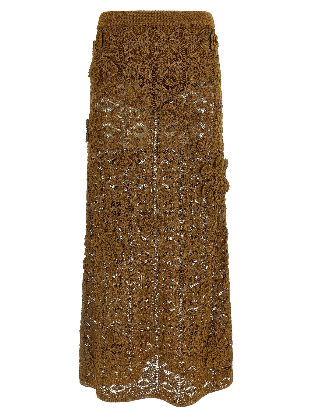 PINKO Brown Cotton Midi Skirt