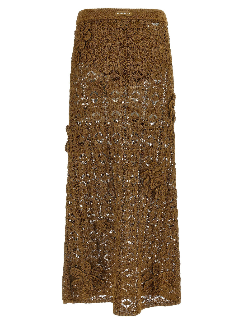 PINKO Brown Cotton Midi Skirt