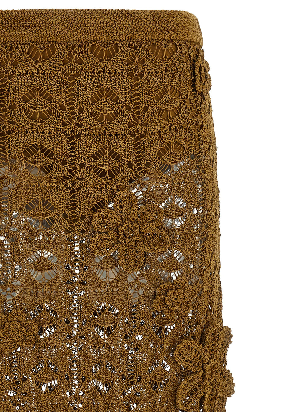 PINKO Brown Cotton Midi Skirt
