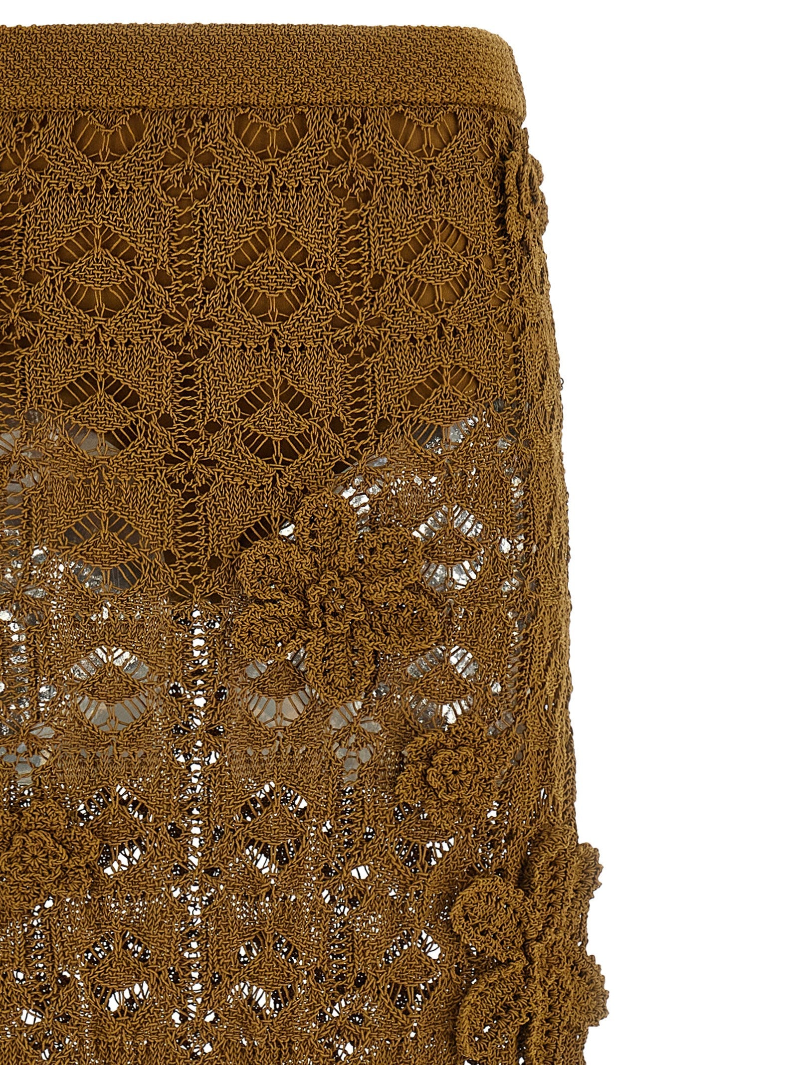 PINKO Brown Cotton Midi Skirt