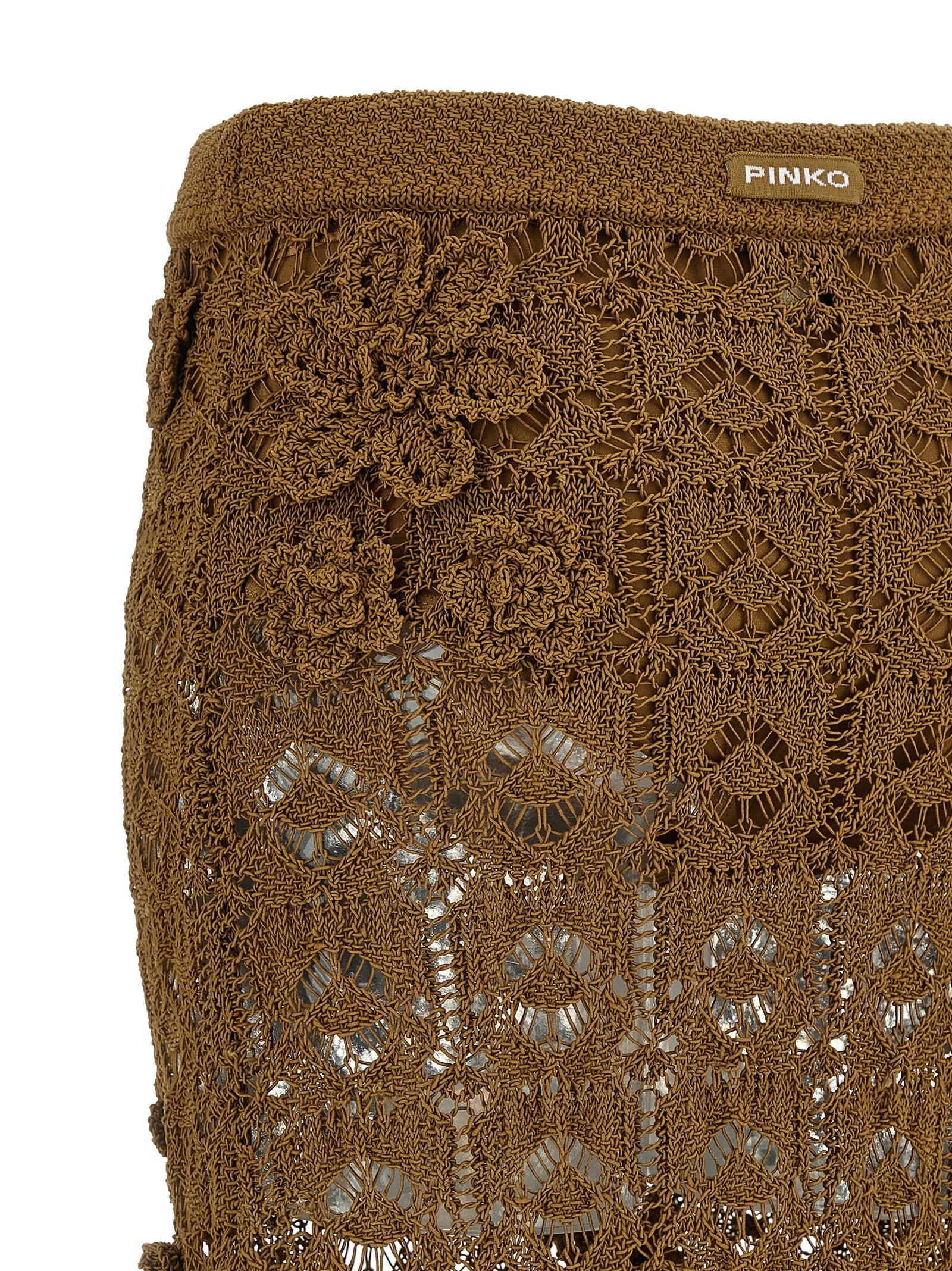 PINKO Brown Cotton Midi Skirt