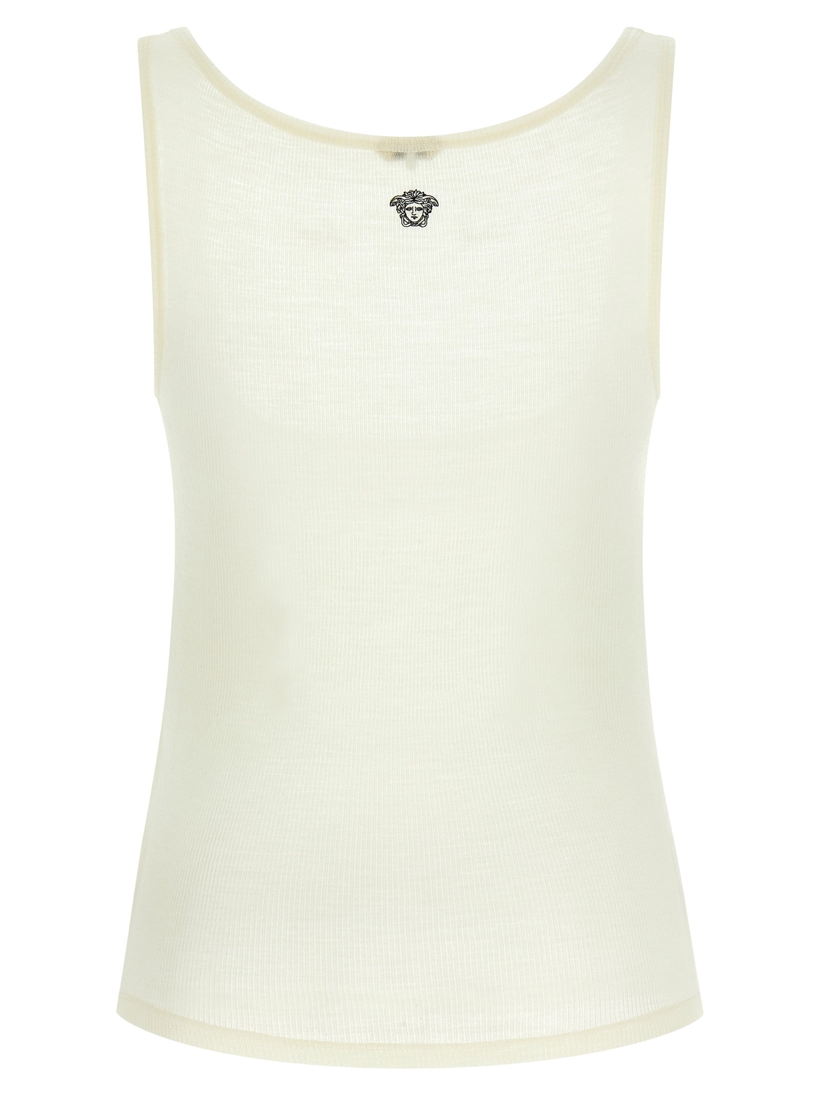 Versace White Virgin Wool Sleeveles T-Shirt