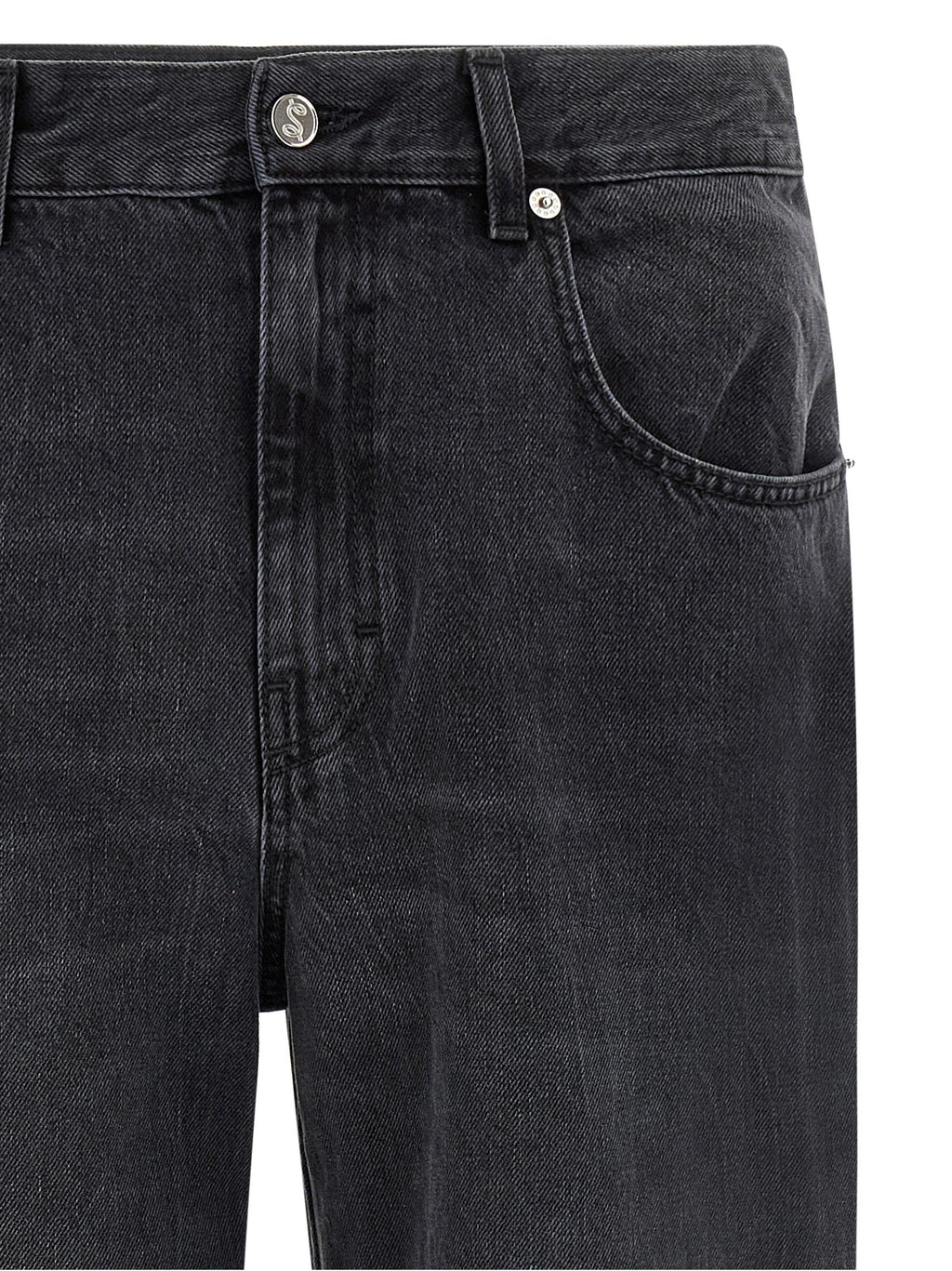 SÉFR Black Cotton Straight-Leg Jeans