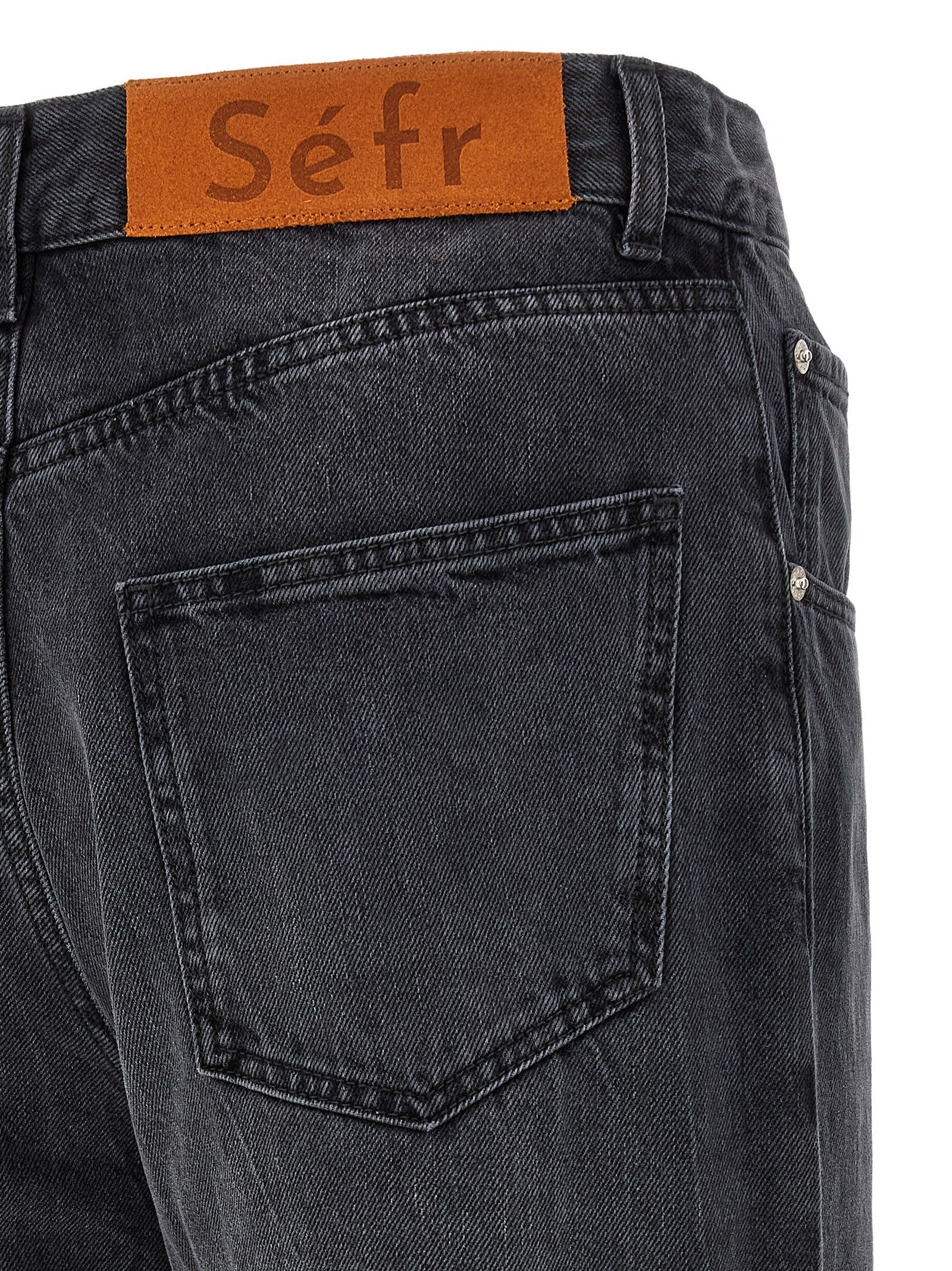 SÉFR Black Cotton Straight-Leg Jeans