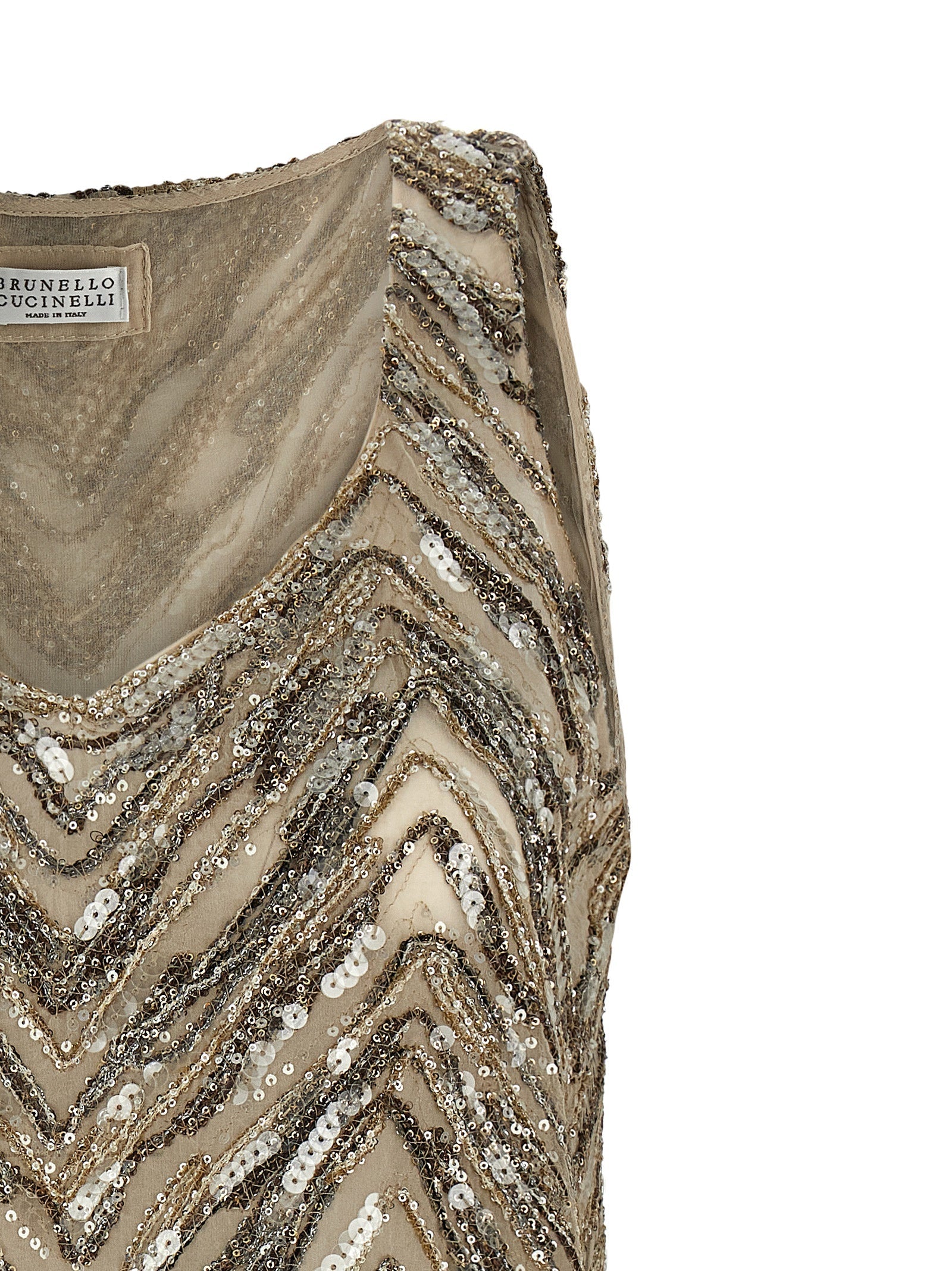 Brunello Cucinelli Beige Silk Tank Tops