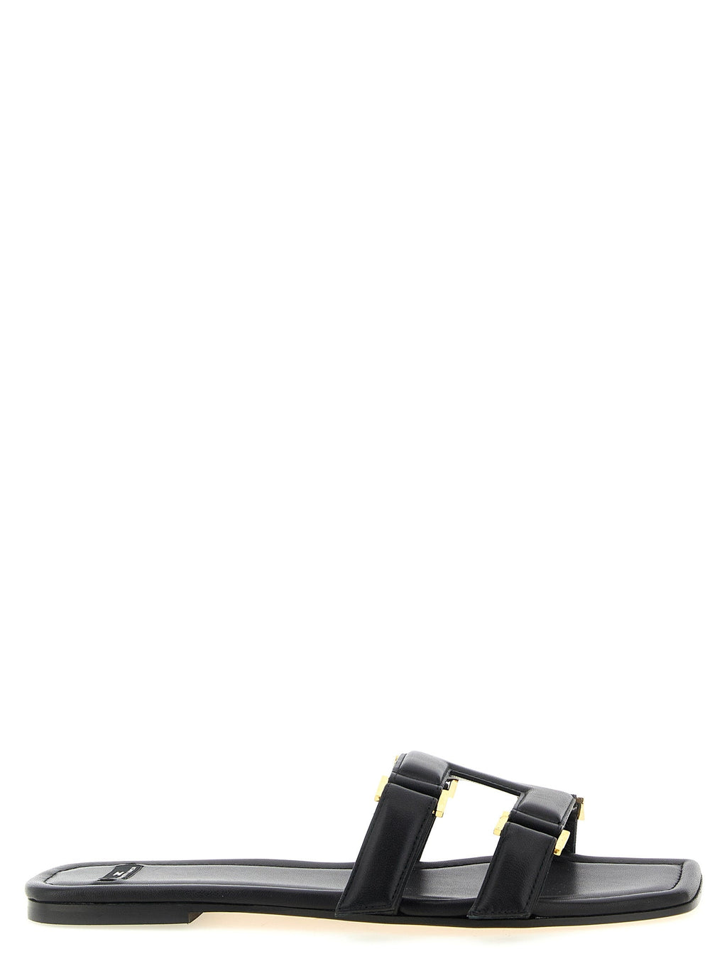 Elisabetta Franchi Black Lambskin Slides