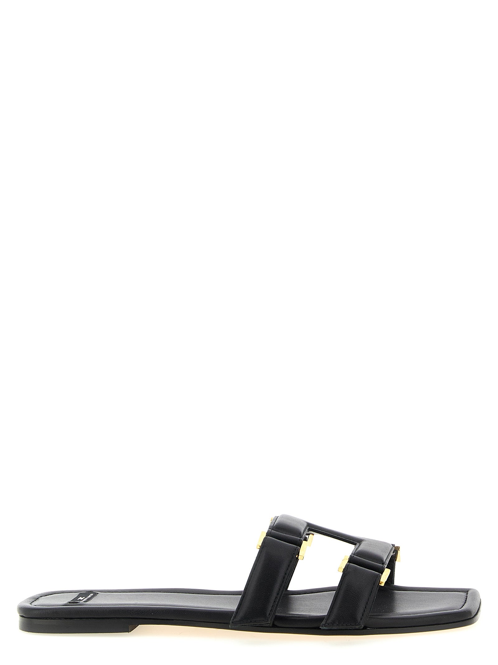 Elisabetta Franchi Black Lambskin Slides