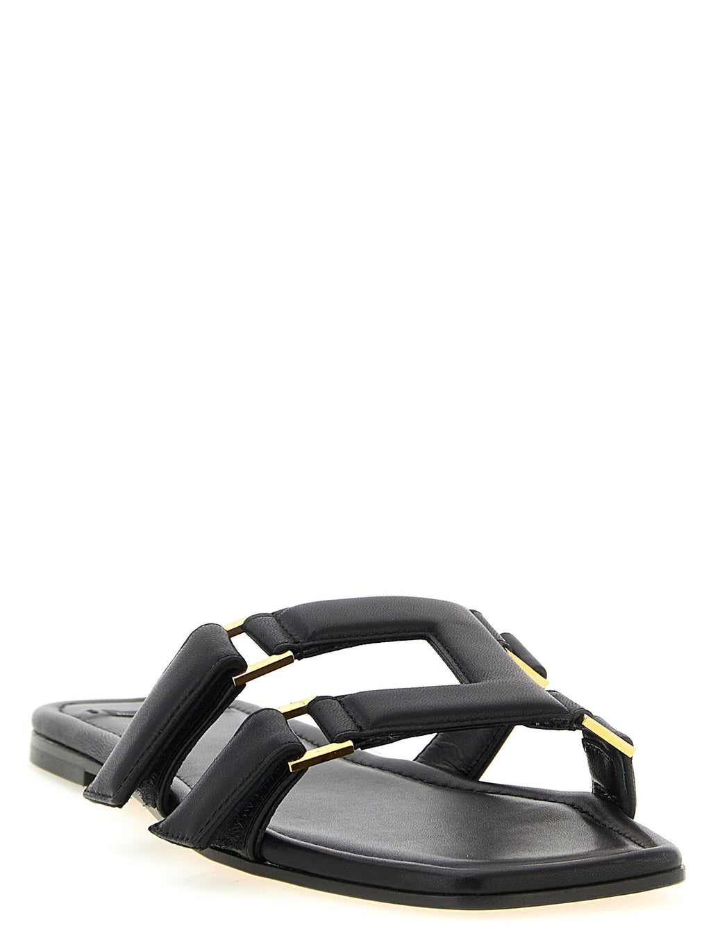 Elisabetta Franchi Black Lambskin Slides