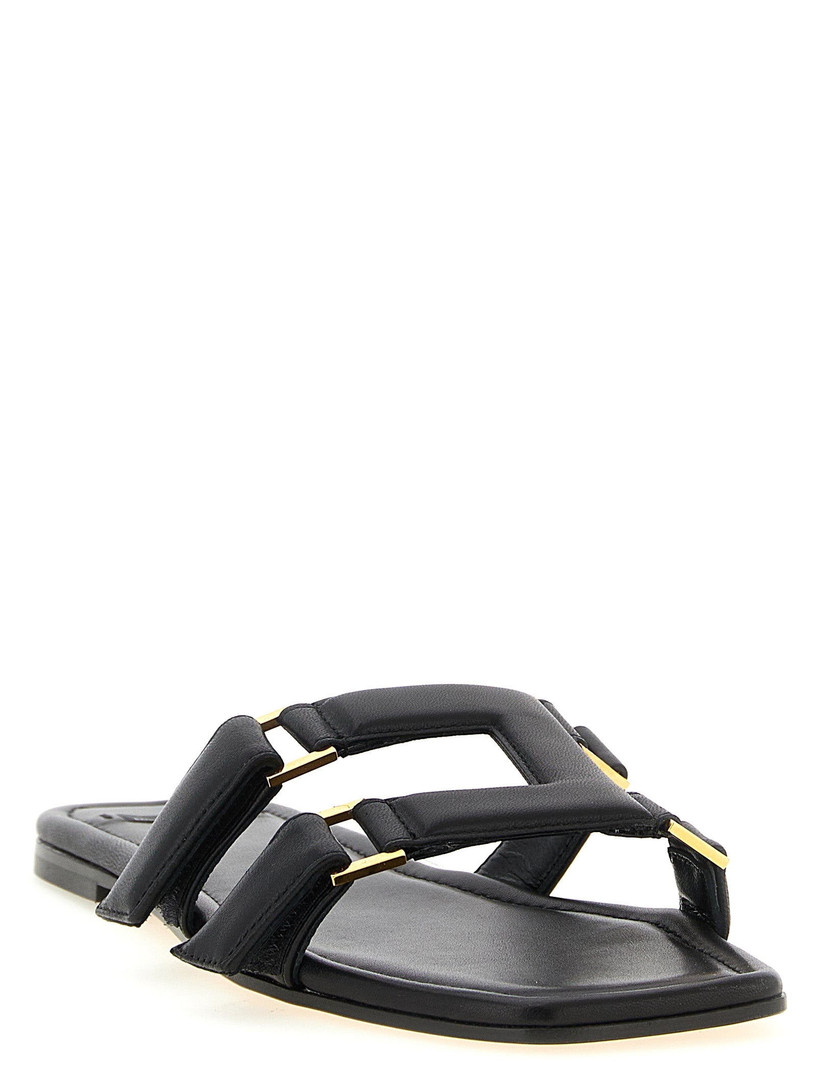 Elisabetta Franchi Black Lambskin Slides