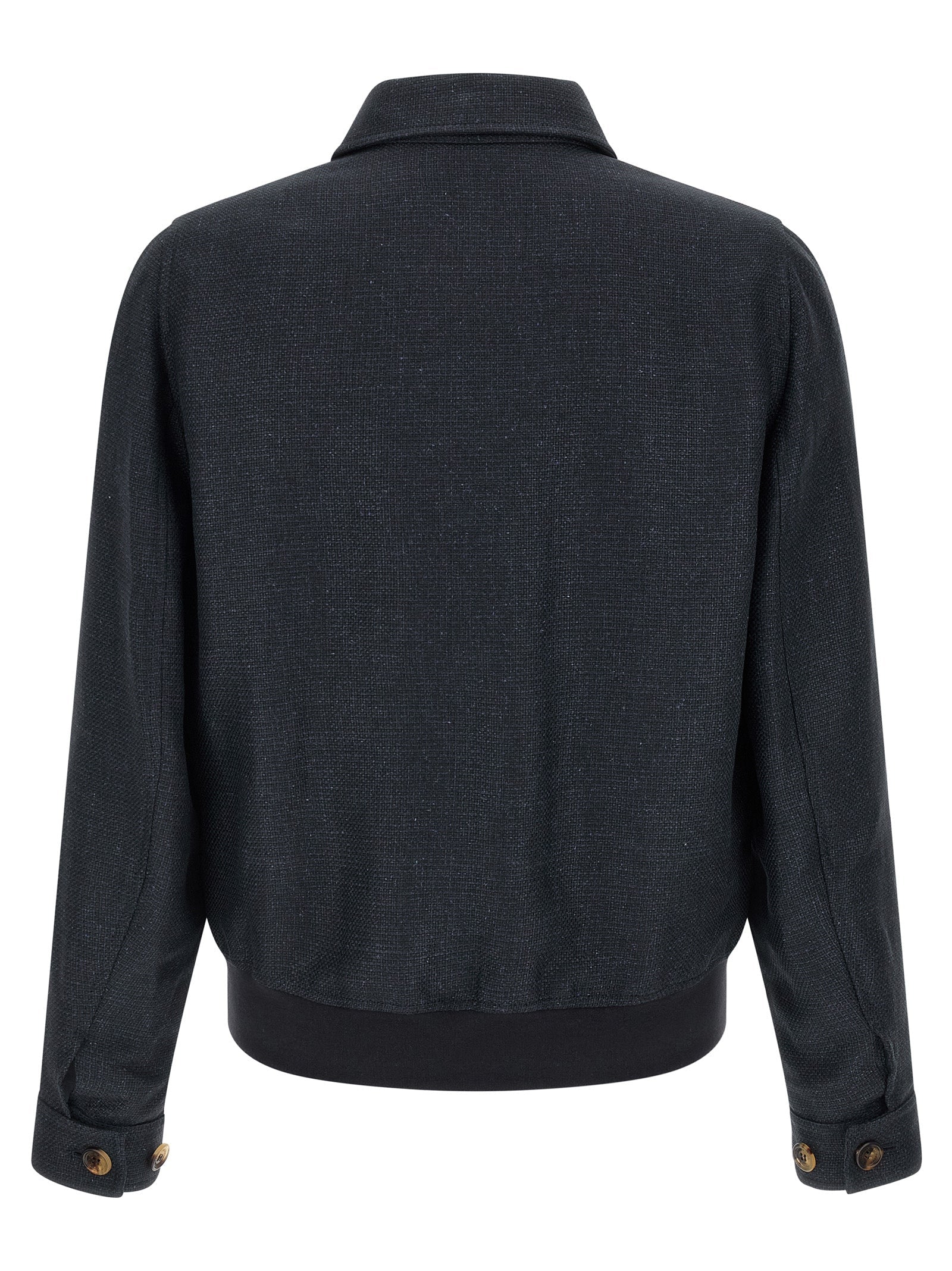 Brunello Cucinelli Blue Sisal Biker Jacket
