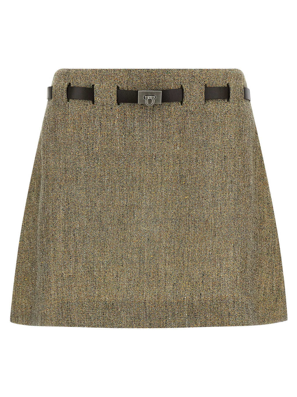Ferragamo Multicolor Linen Long Skirt