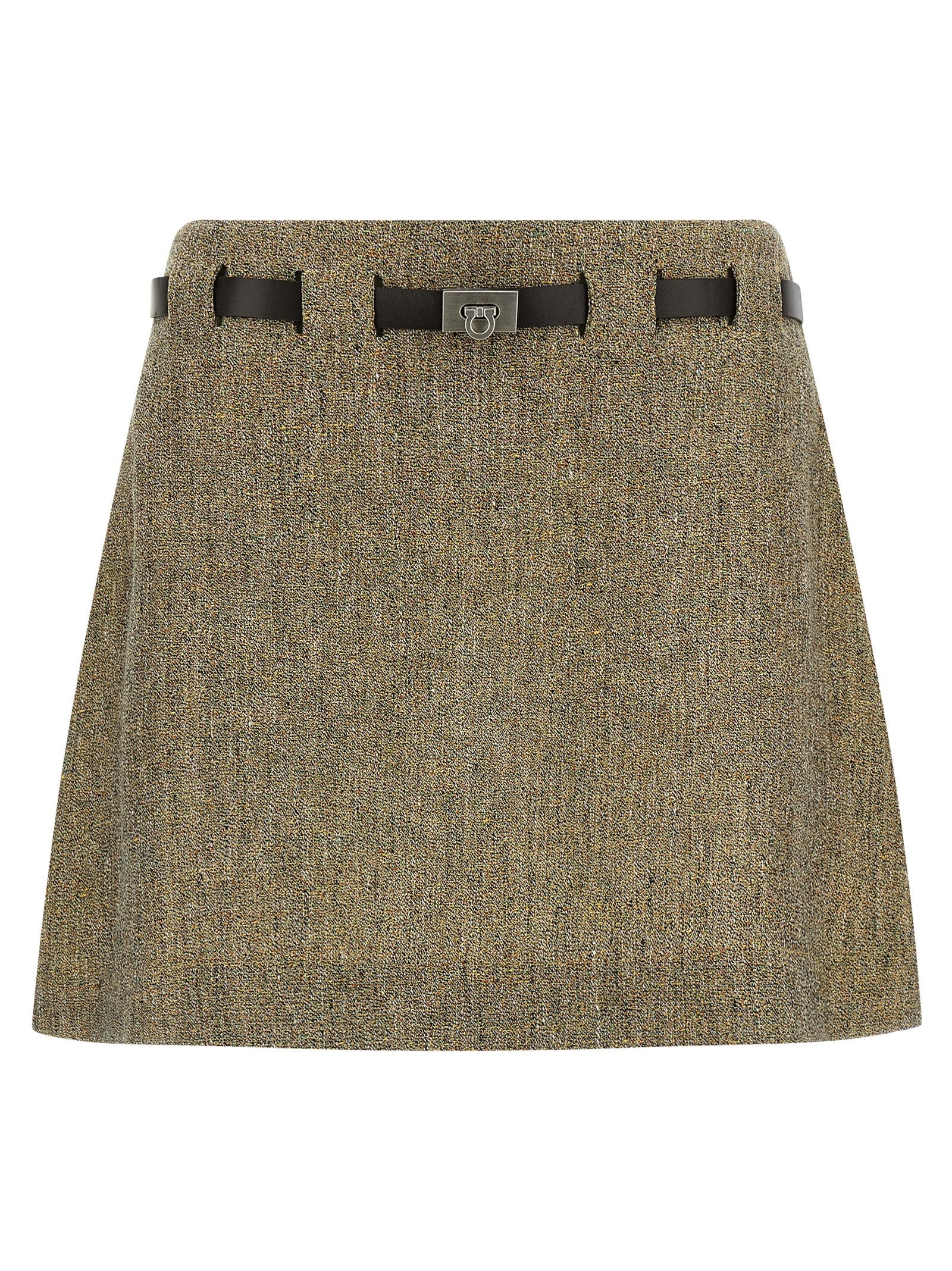 Ferragamo Multicolor Linen Long Skirt