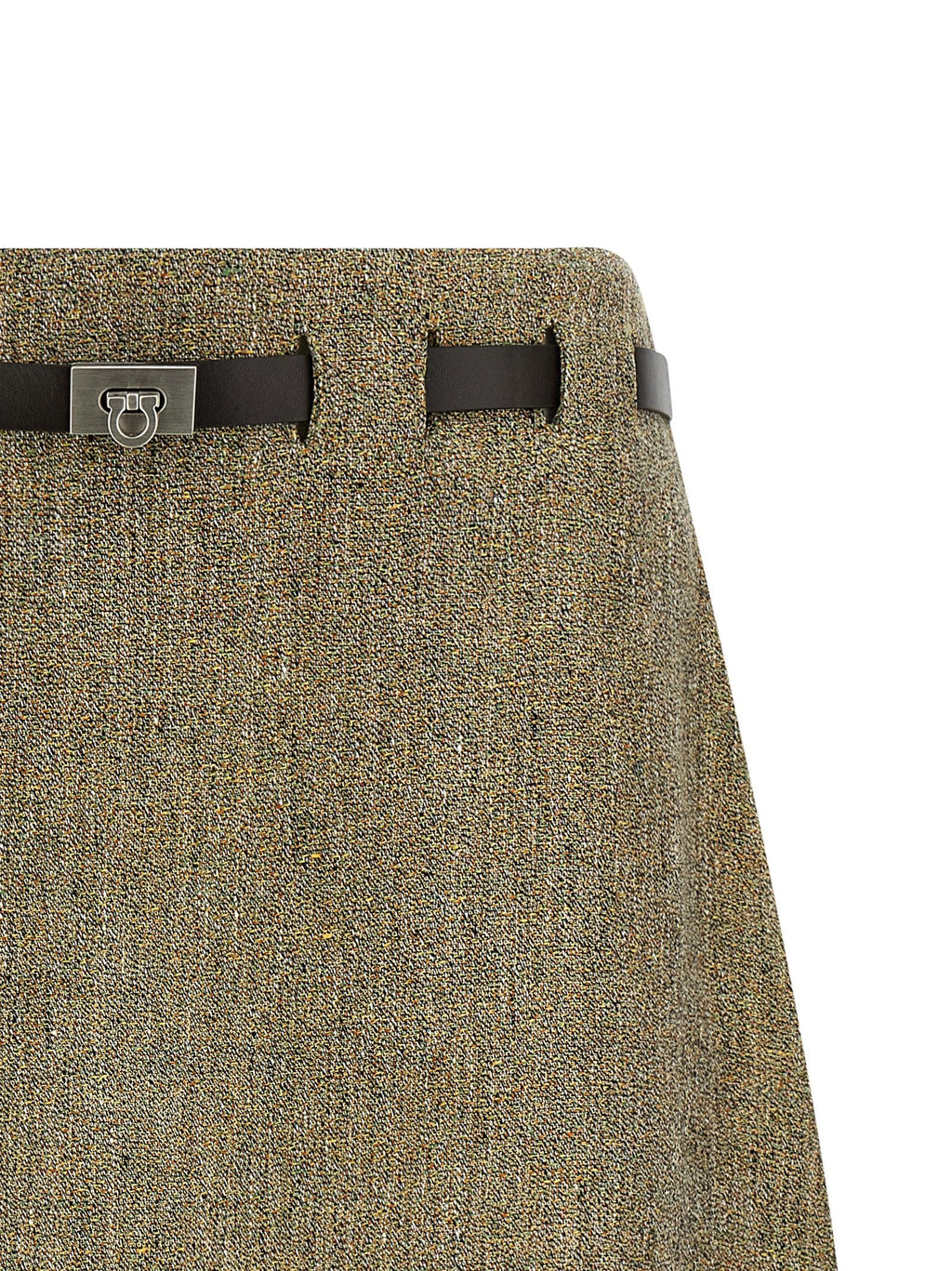 Ferragamo Multicolor Linen Long Skirt