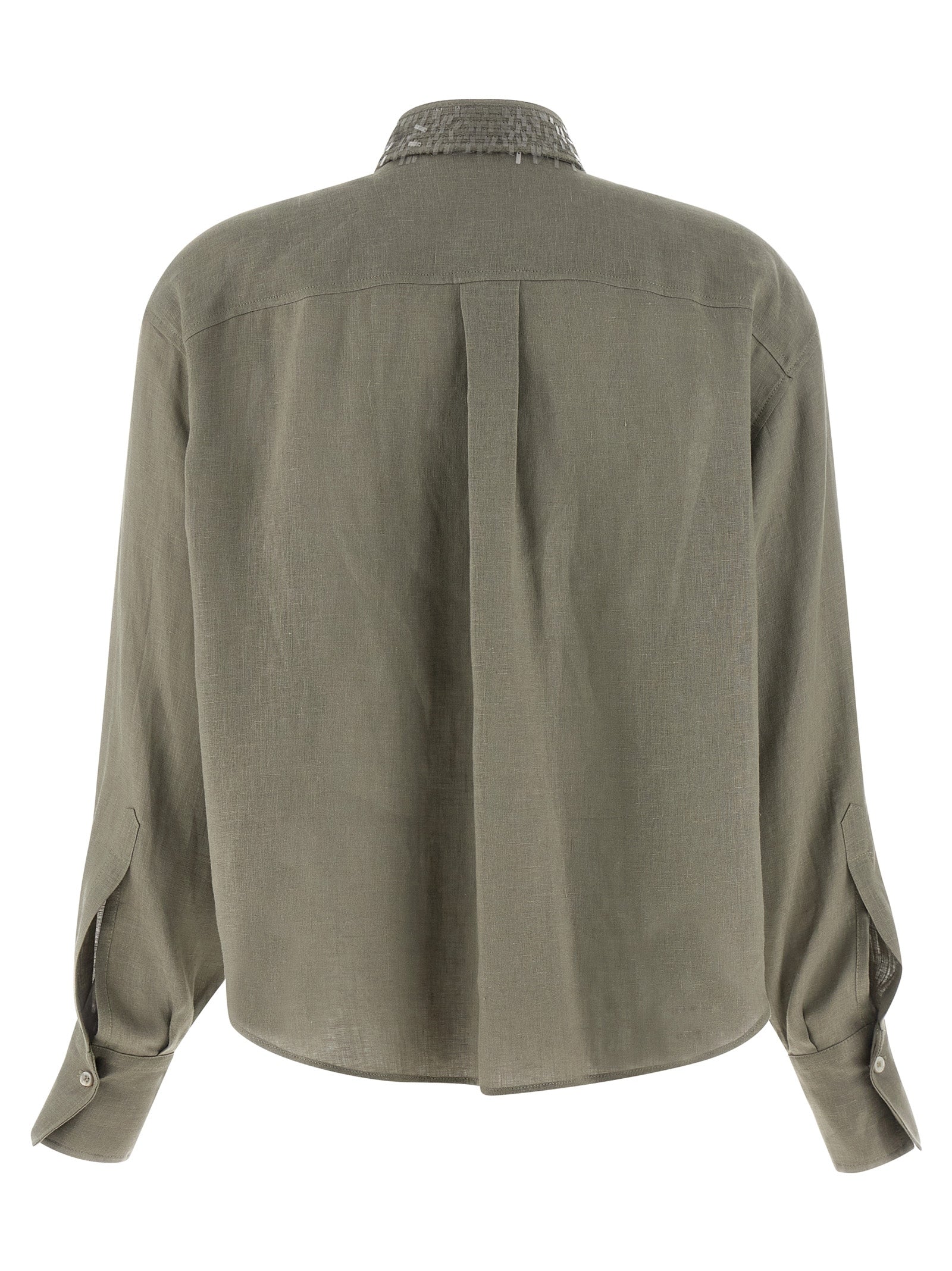 Brunello Cucinelli Bicolor Linen Blouse