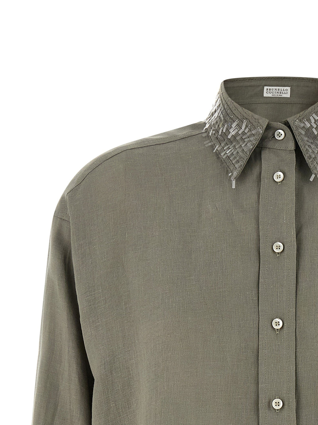 Brunello Cucinelli Bicolor Linen Blouse