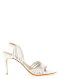 Santoni White Lamb Leather Stiletto Heel Sandals