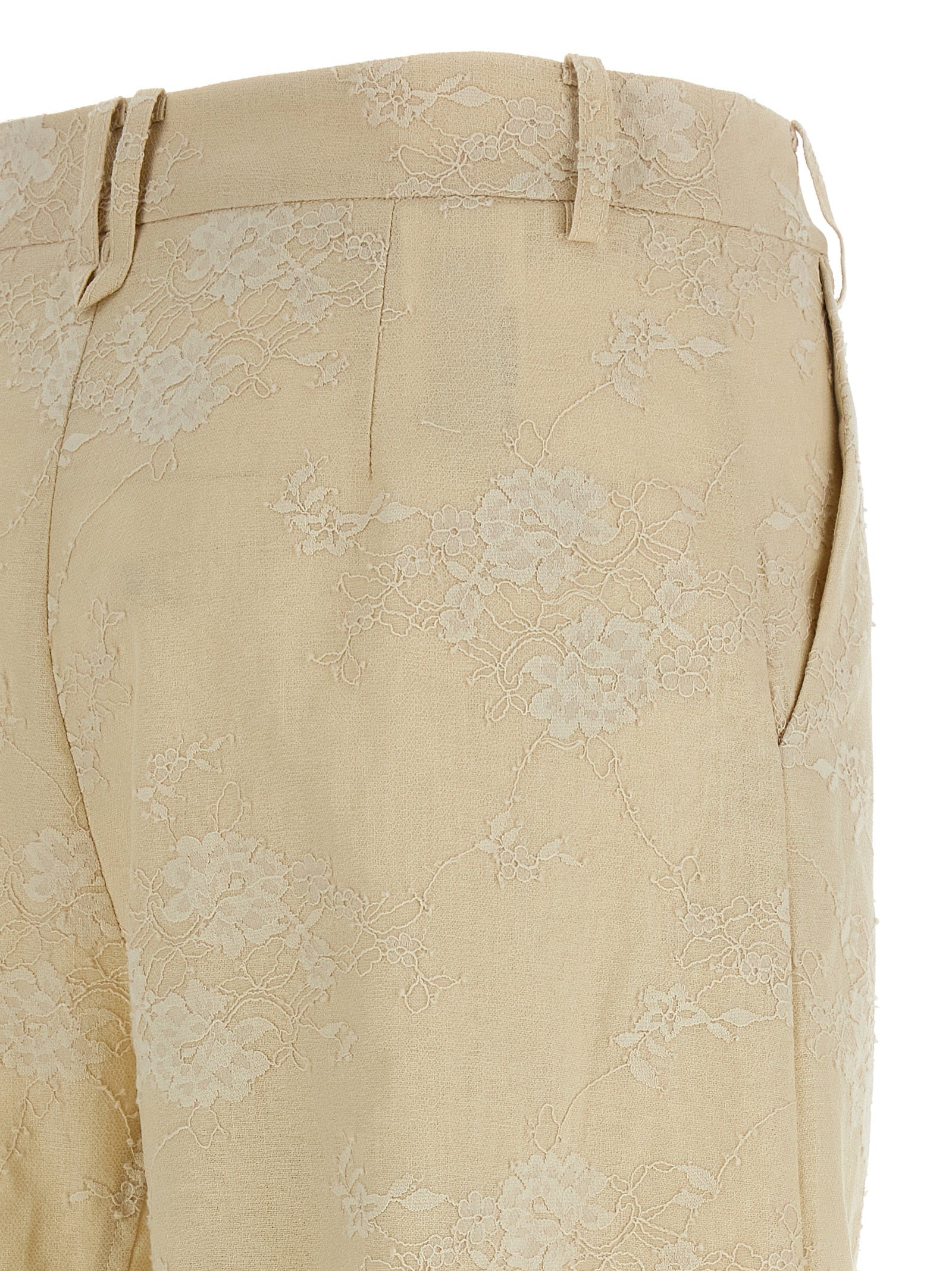 PINKO Beige Linen Flared Pants