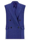 Max Mara Blue Linen Sleeveless Jacket