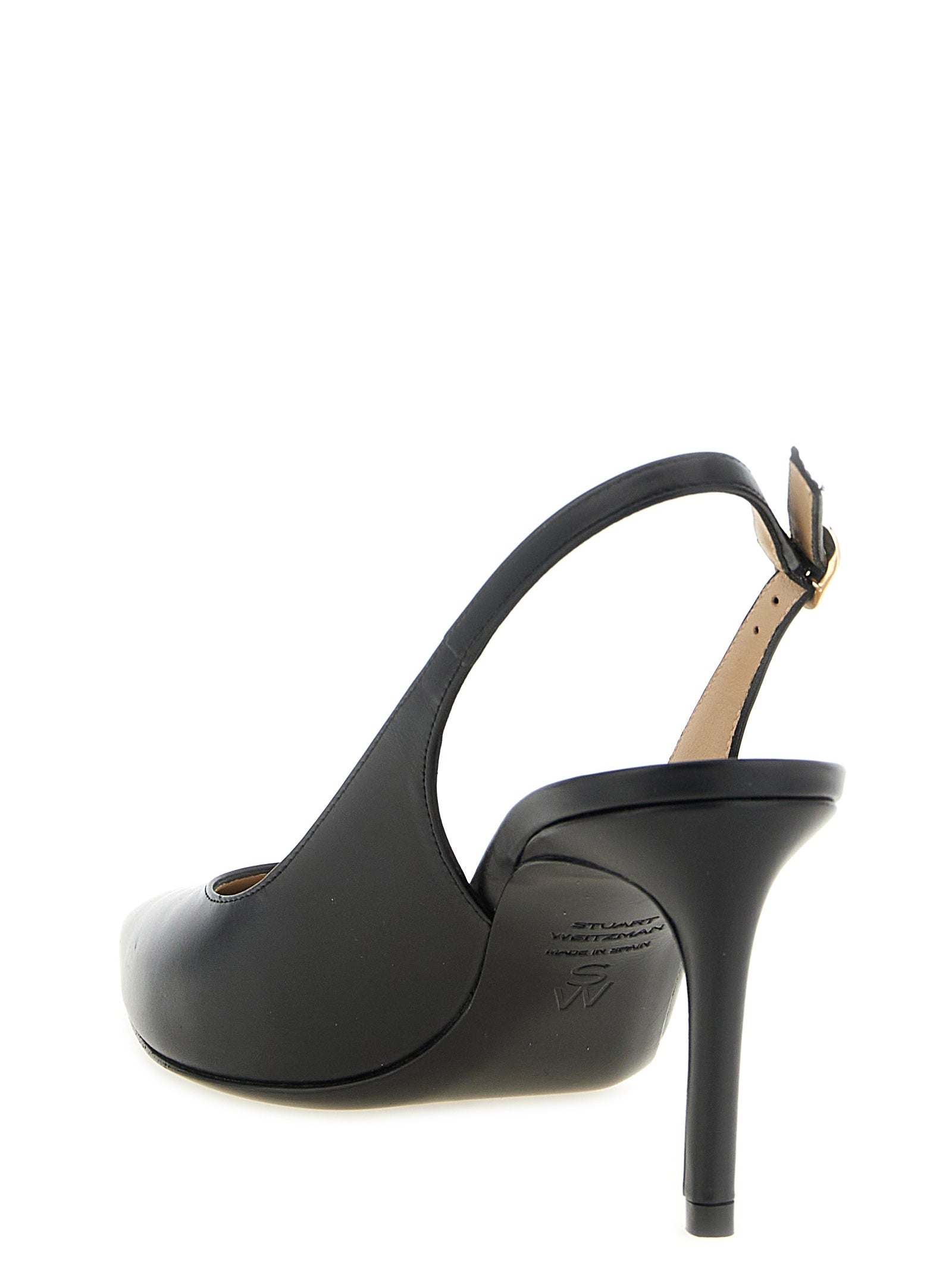 Stuart Weitzman Black Calfskin Mid Heel Pumps