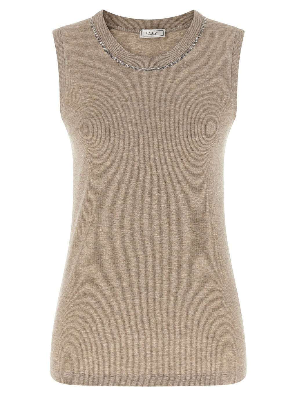 Peserico Beige Viscose Sleeveles T-Shirt