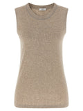 Peserico Beige Viscose Sleeveles T-Shirt