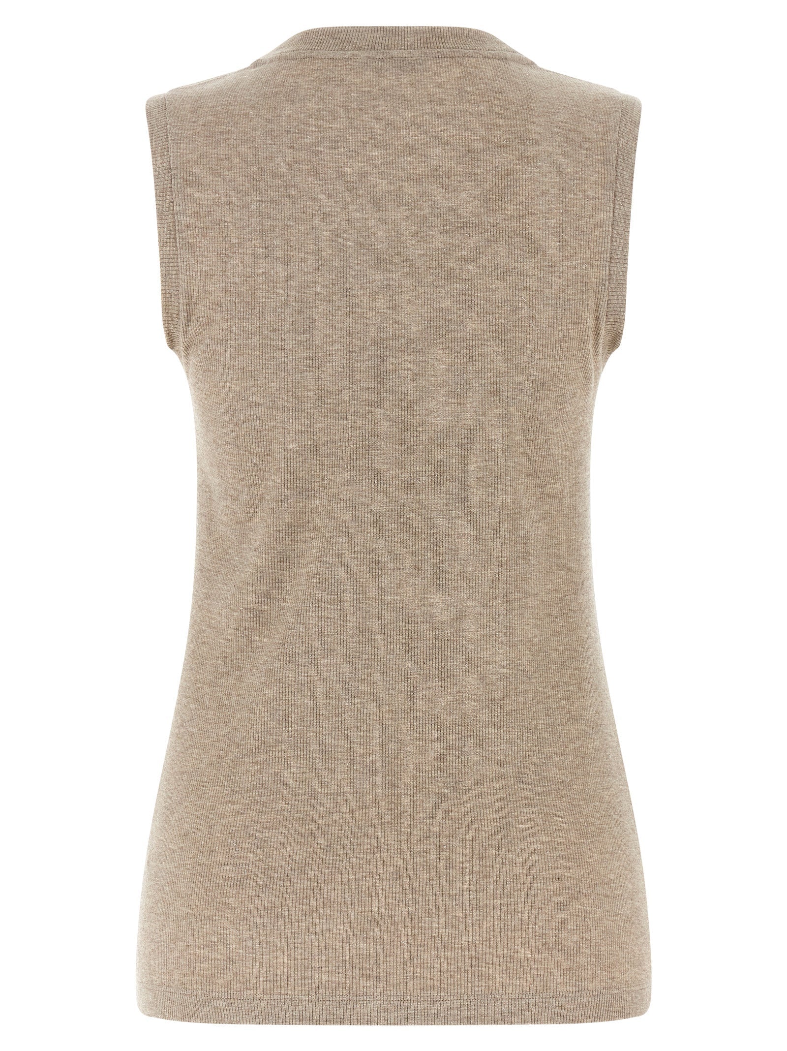 Peserico Beige Viscose Sleeveles T-Shirt
