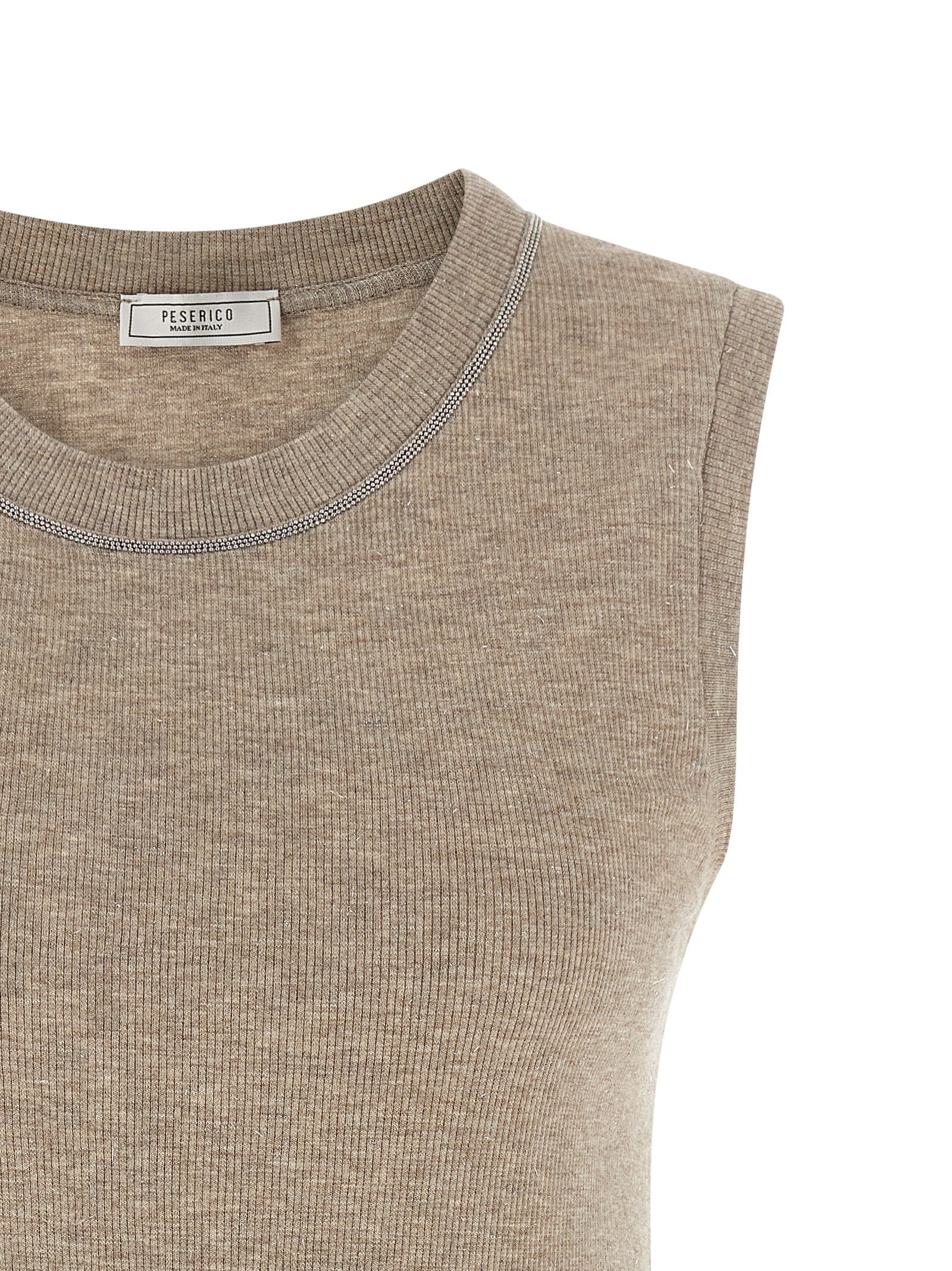 Peserico Beige Viscose Sleeveles T-Shirt