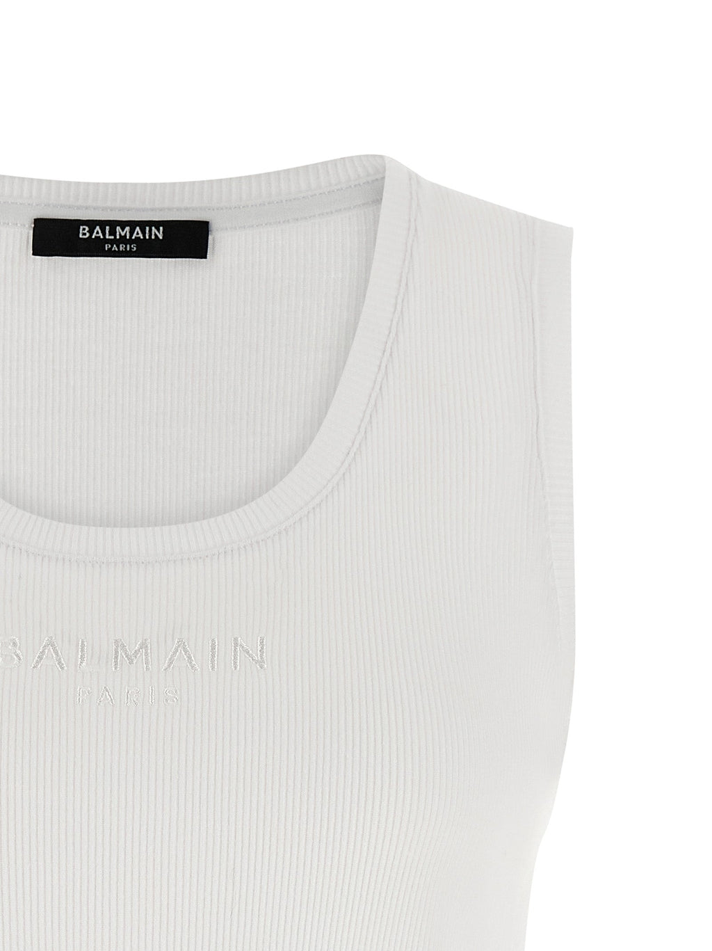 Balmain White Cotton Tank Tops Balmain