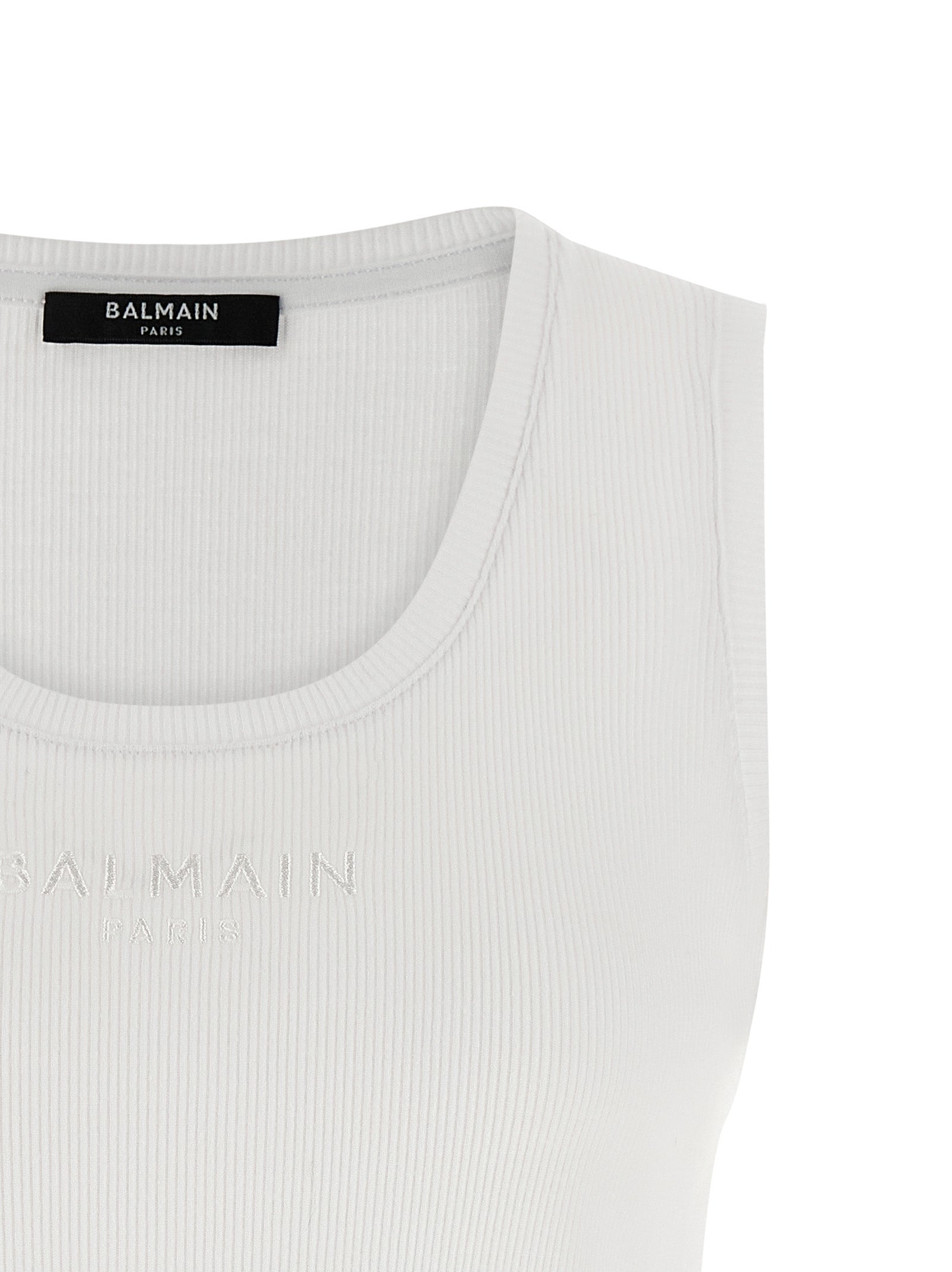 Balmain White Cotton Tank Tops Balmain