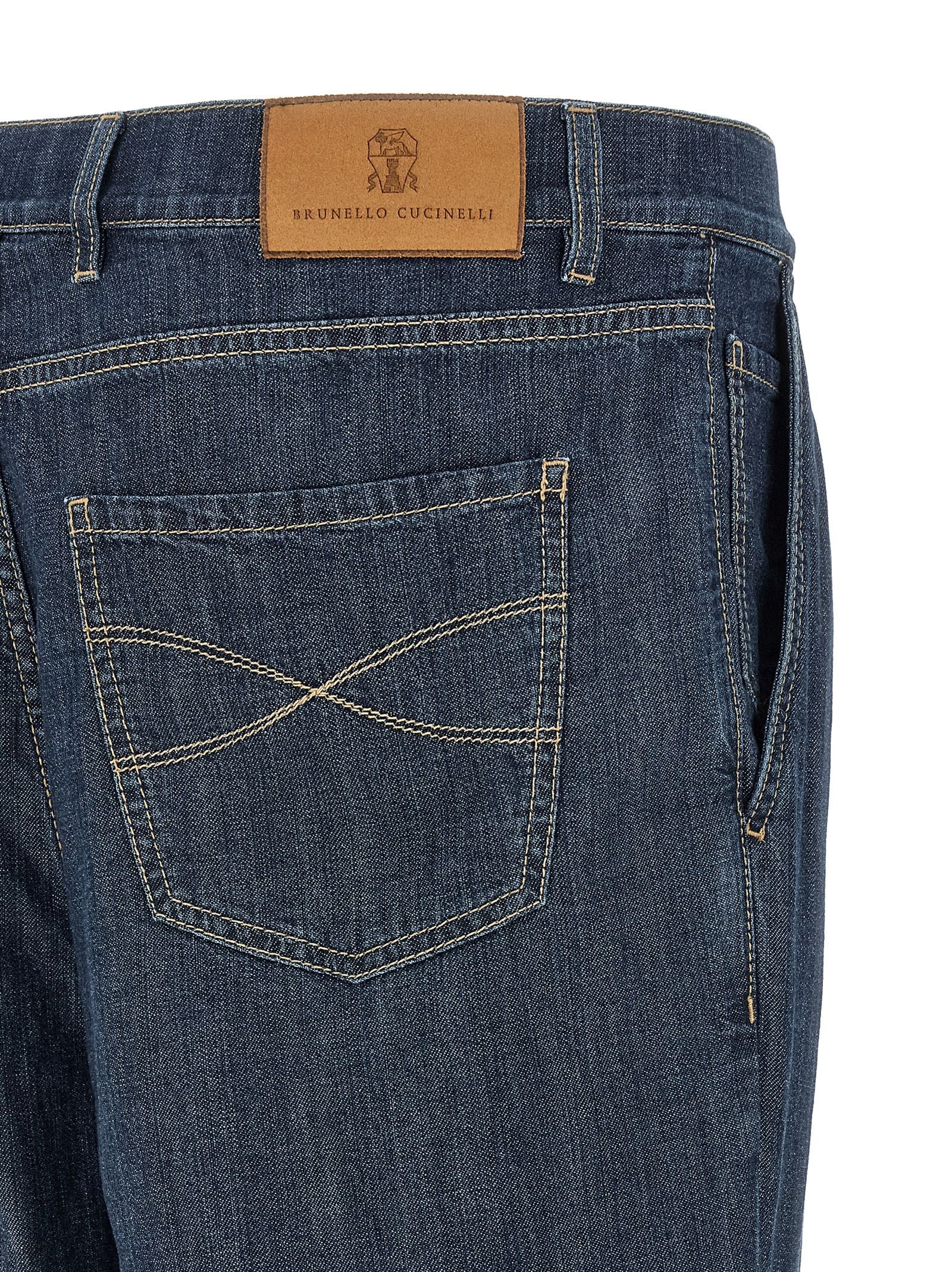 Brunello Cucinelli Blue Cotton Straight-Leg Jeans