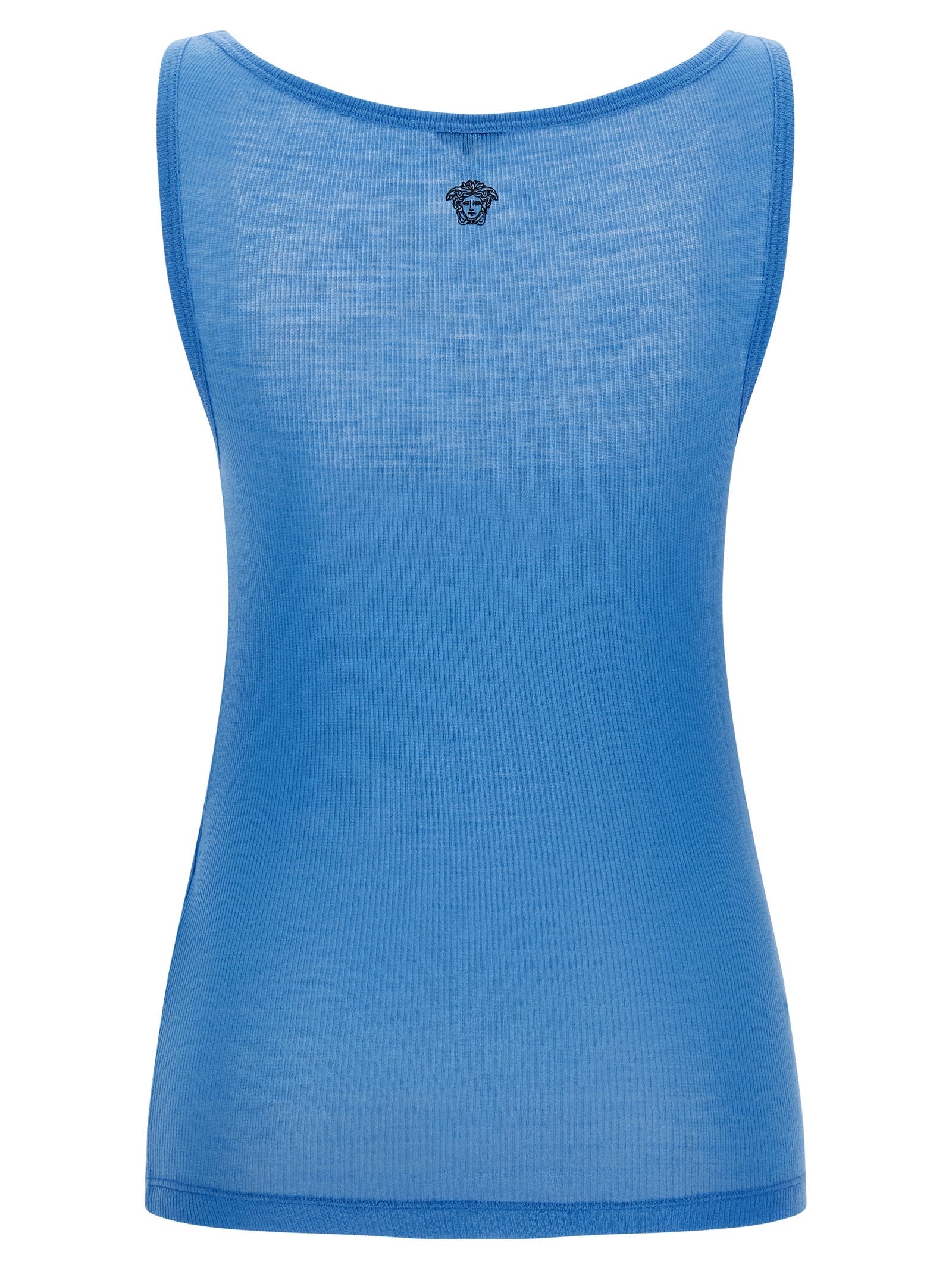 Versace Blue Virgin Wool Tank Tops