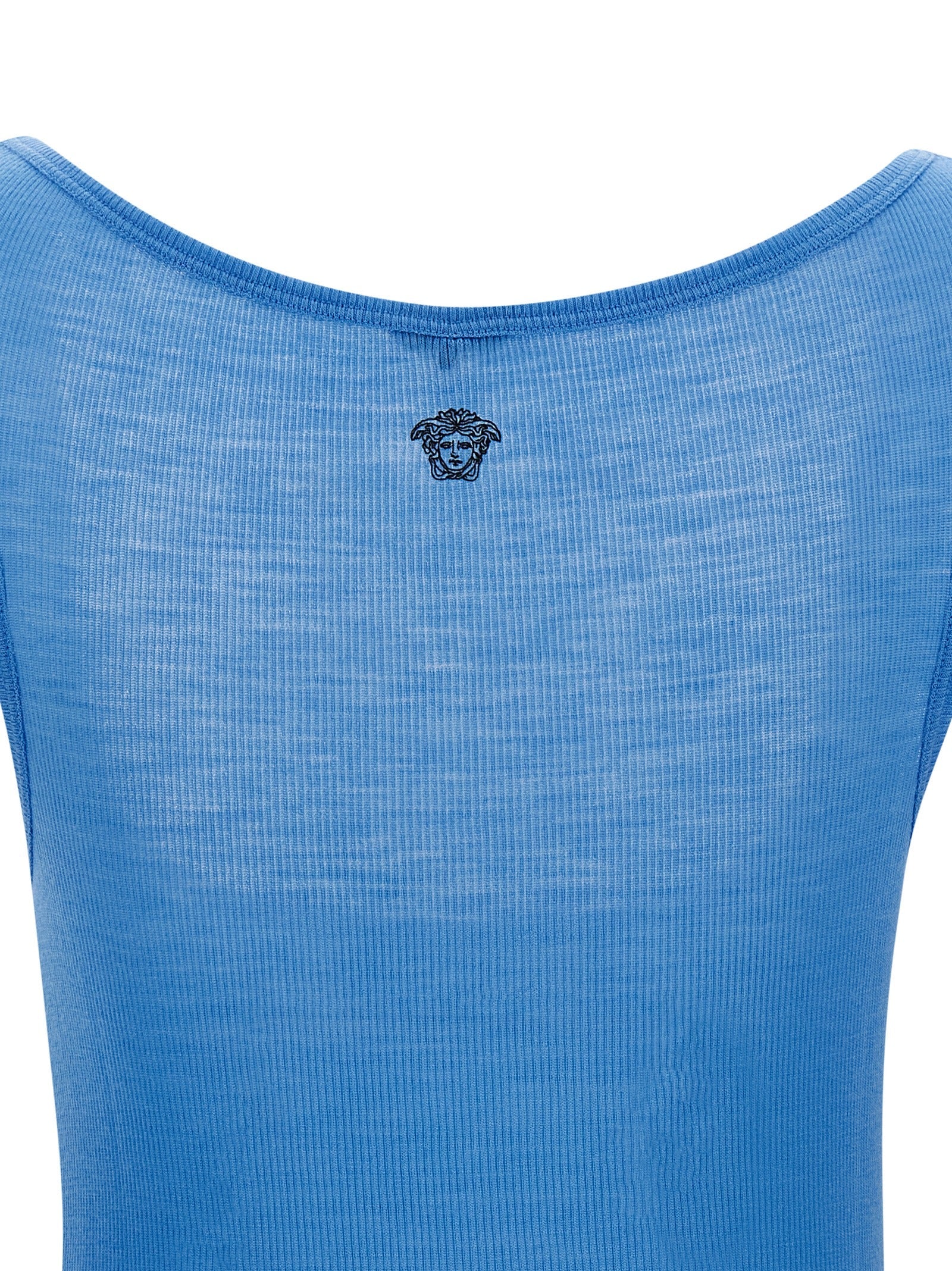 Versace Blue Virgin Wool Tank Tops