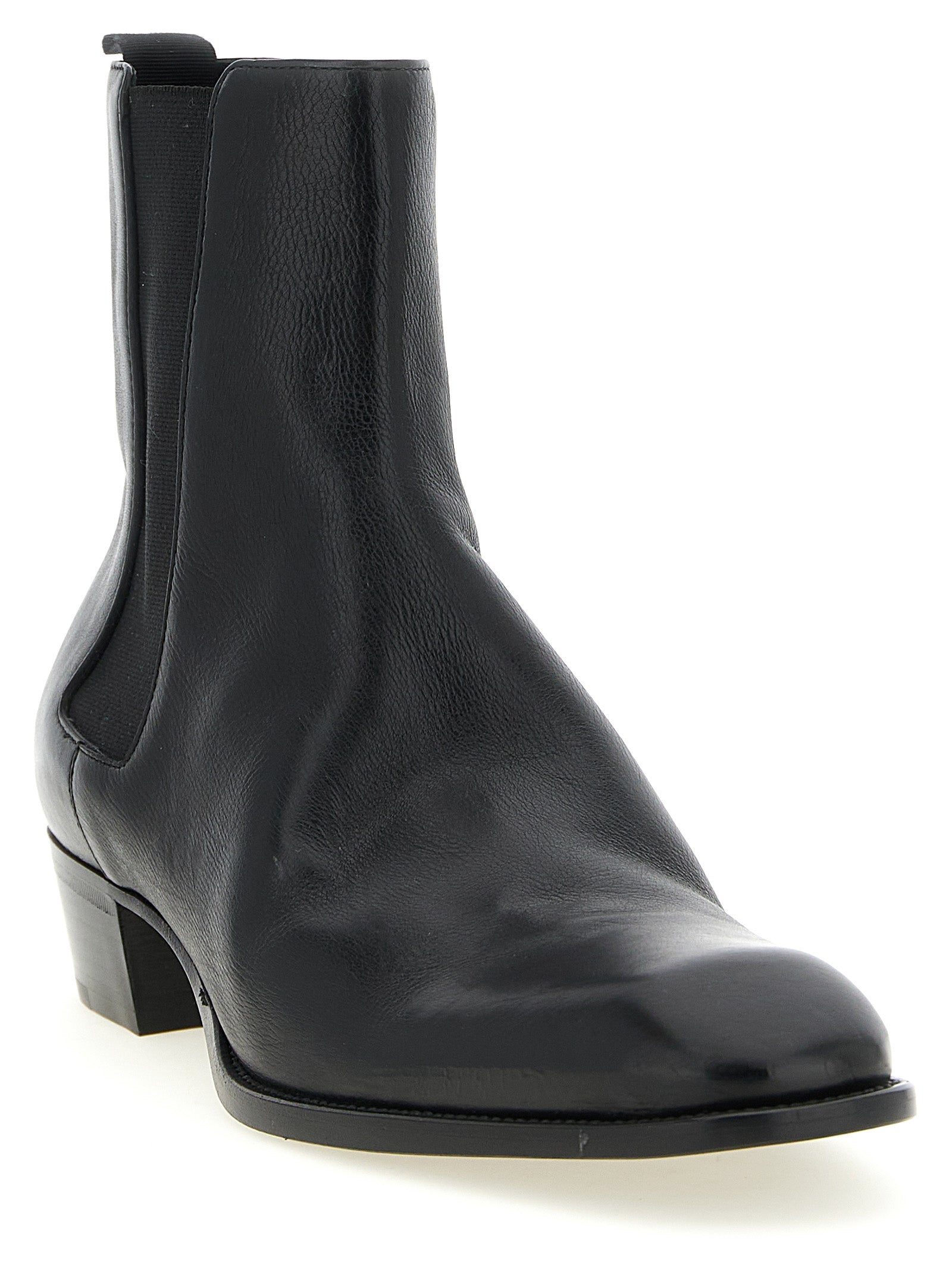 Saint Laurent Black Calfskin Chelsea Boots