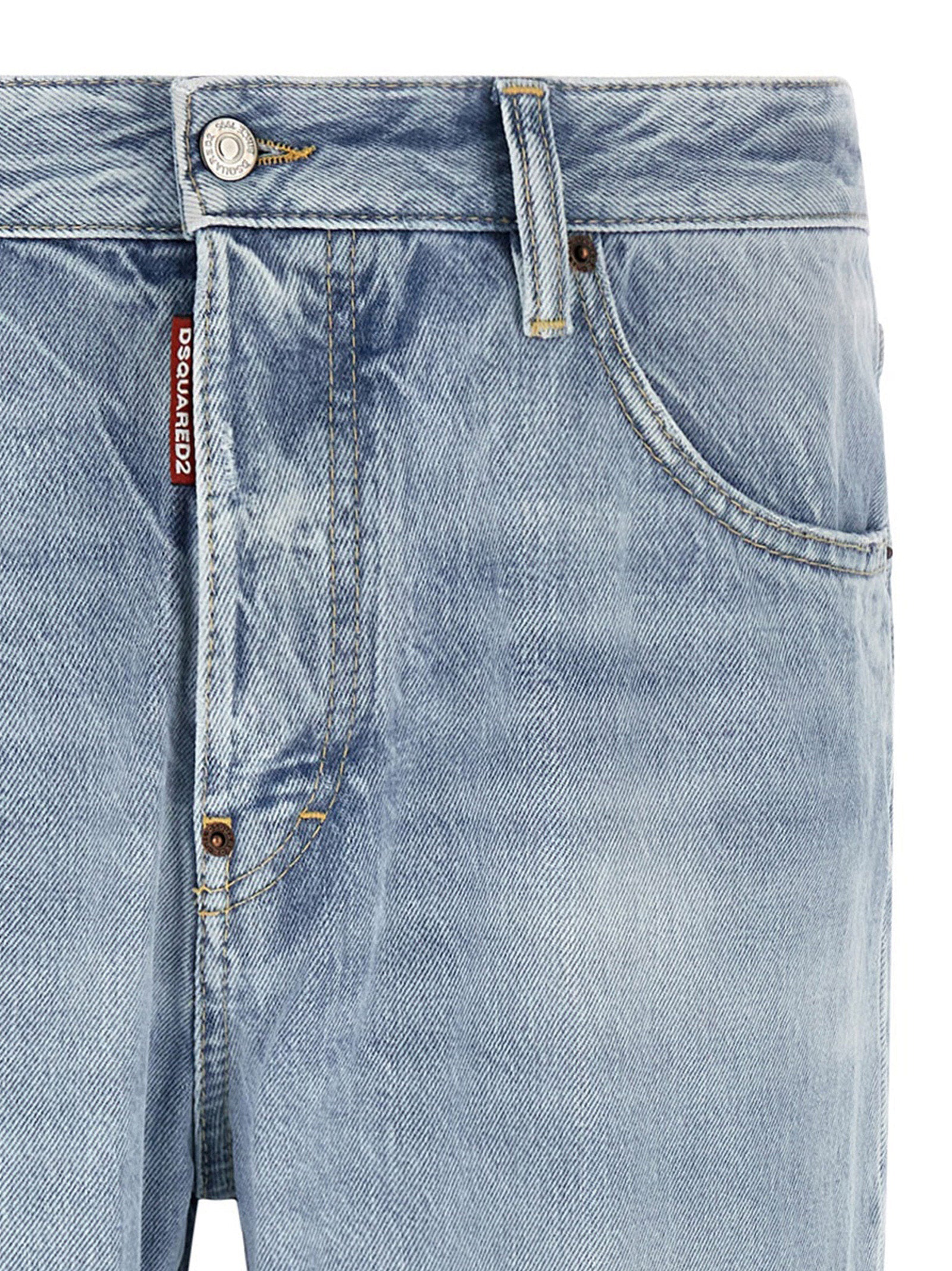Dsquared² Blue Cotton Straight-Leg Jeans