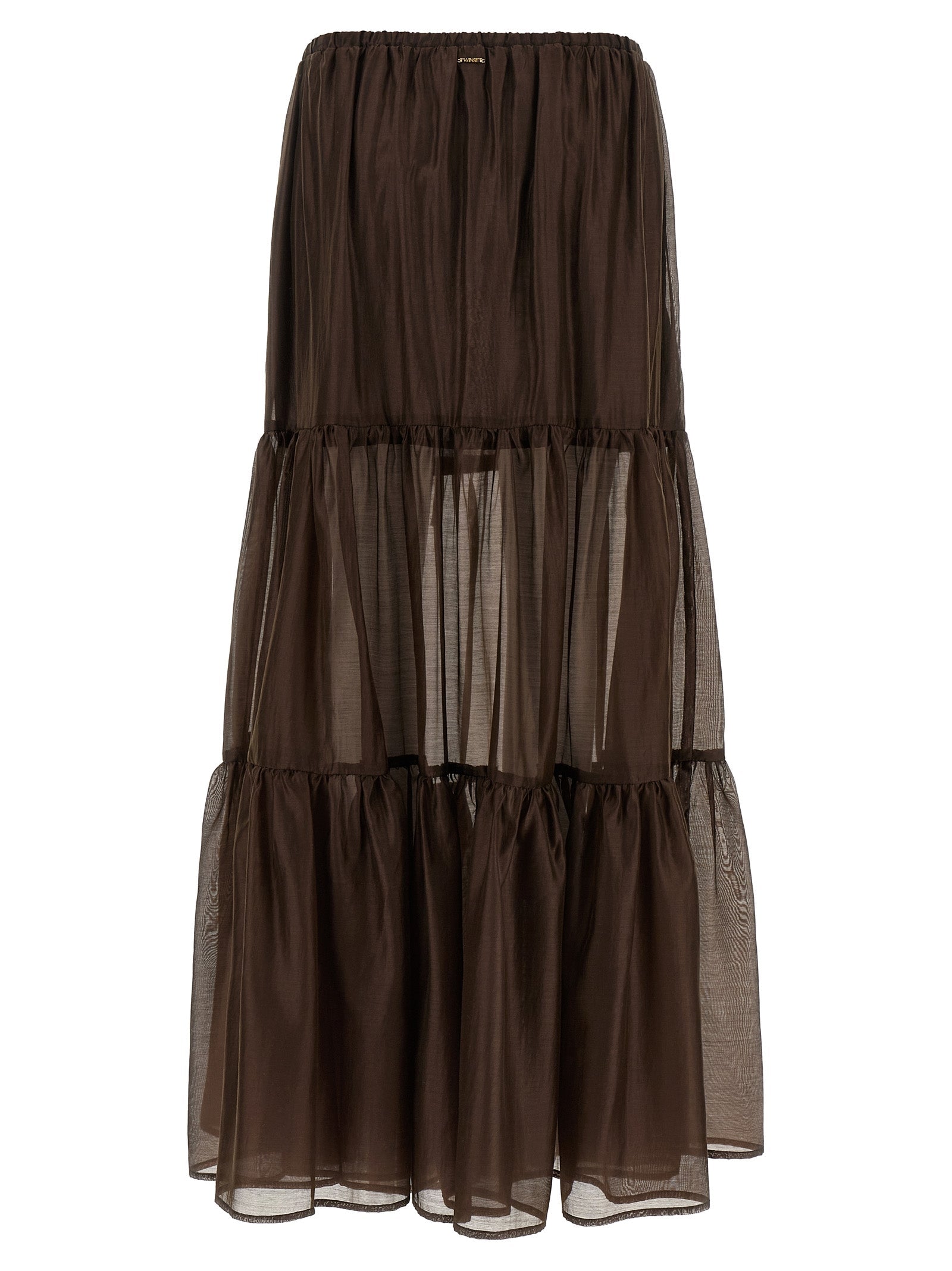 Twinset Brown Lycra Mini Skirt