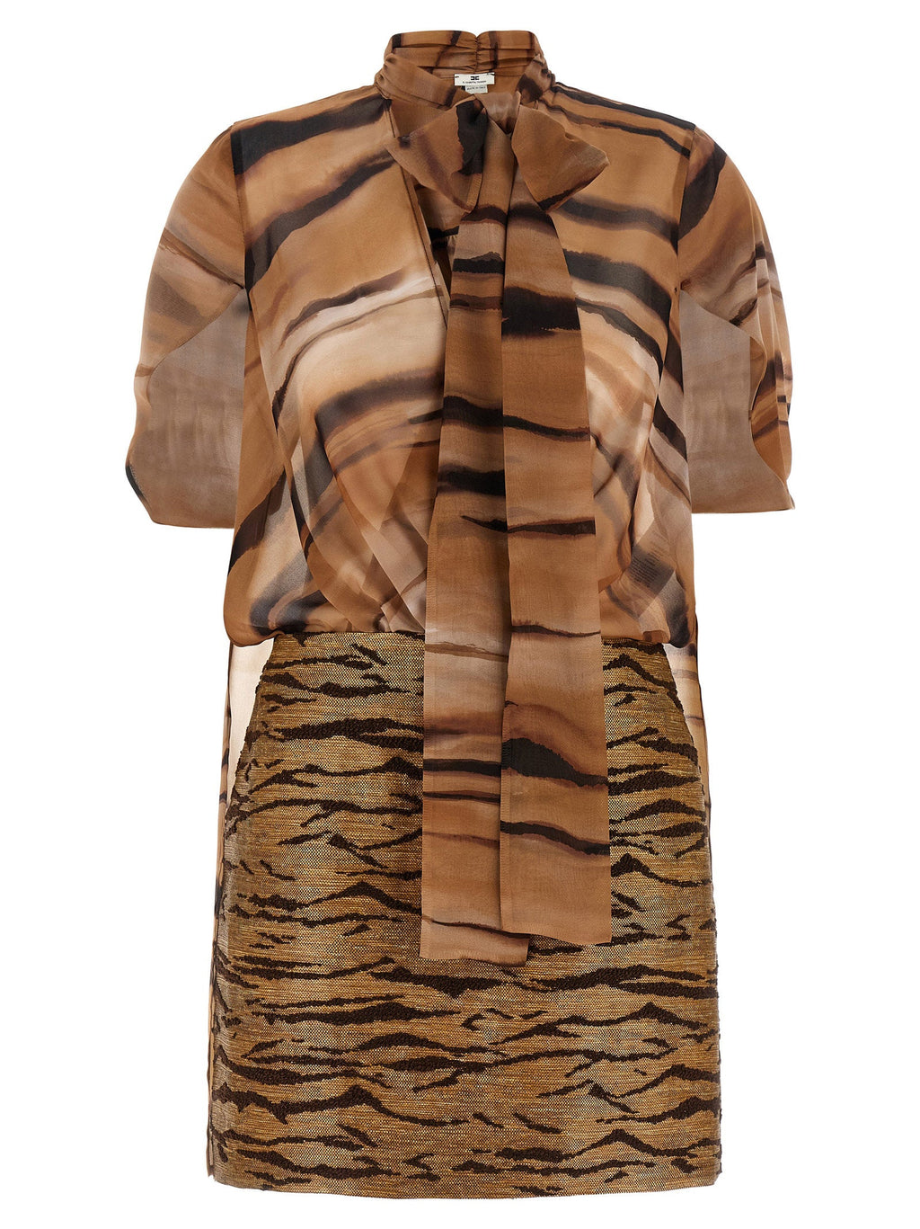 Elisabetta Franchi Brown Polyester Short Dress Elisabetta Franchi
