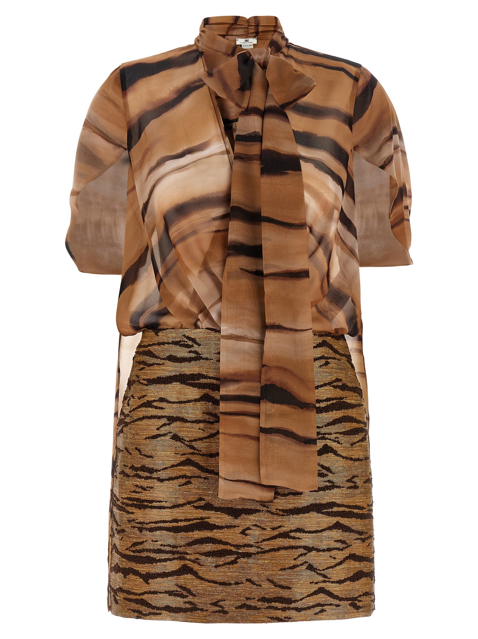 Elisabetta Franchi Brown Polyester Short Dress Elisabetta Franchi