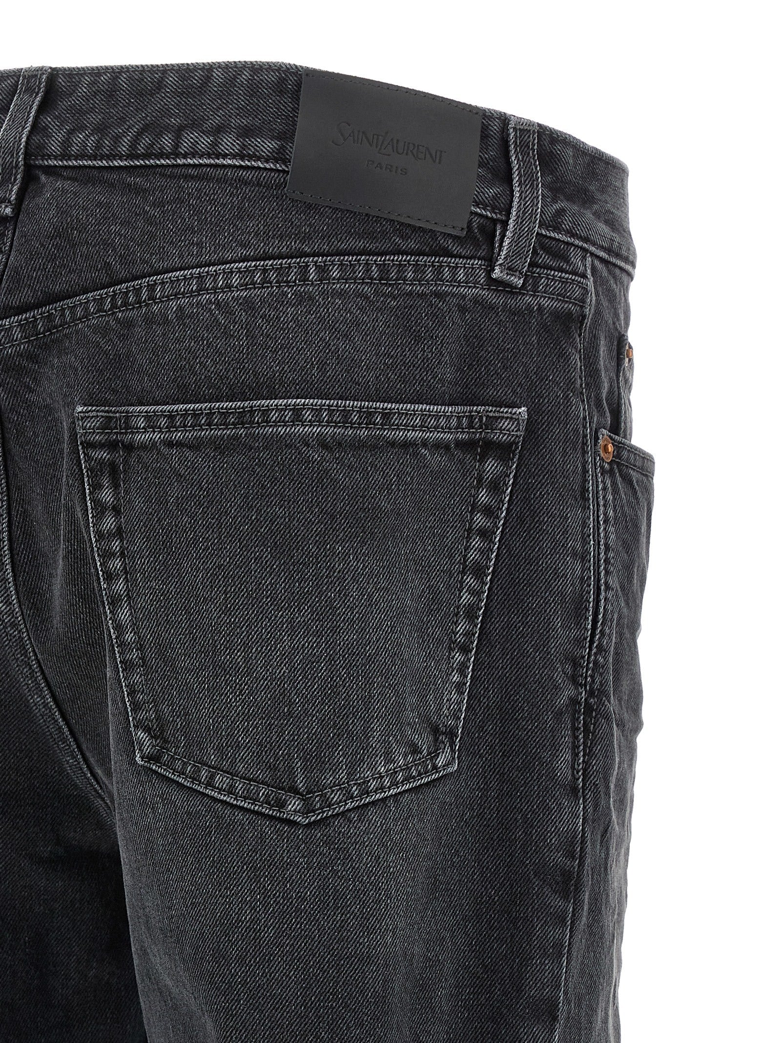 Saint Laurent Black Cotton Straight-Leg Jeans