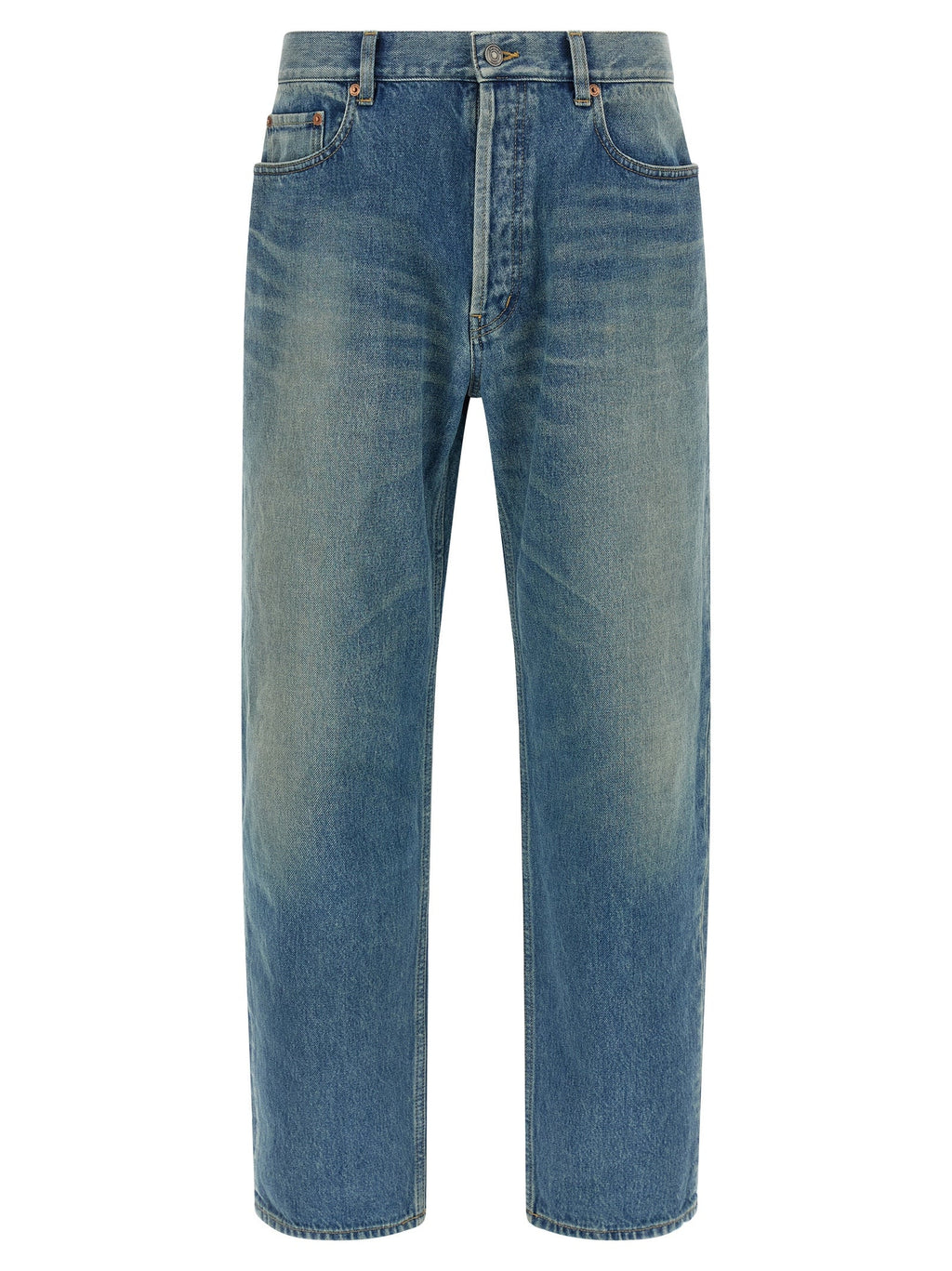 Saint Laurent Blue Cotton Straight-Leg Jeans