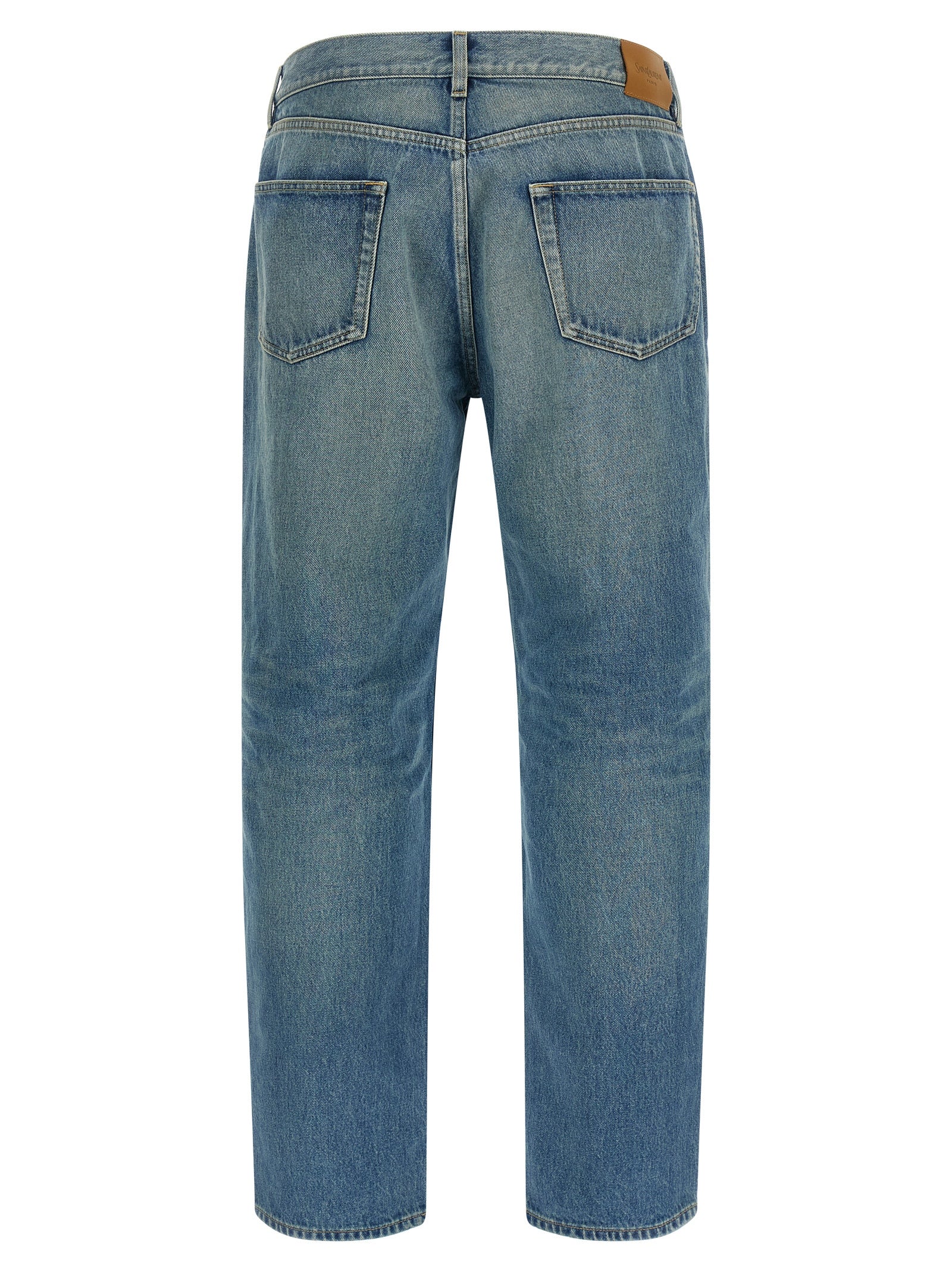 Saint Laurent Blue Cotton Straight-Leg Jeans