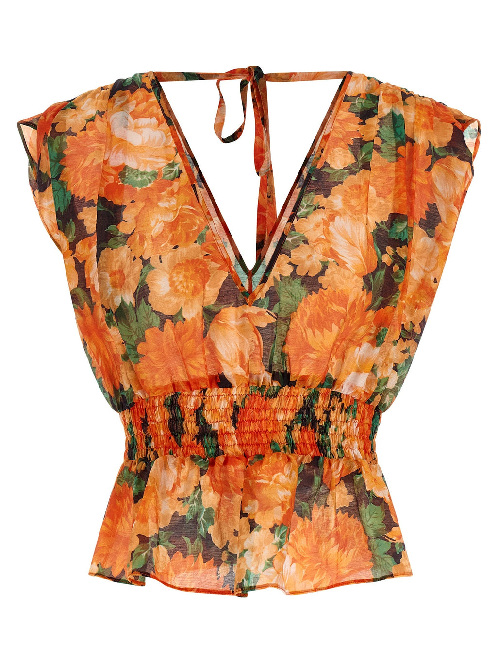 PINKO Orange Lyocell Pattern Shirt