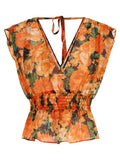 PINKO Orange Lyocell Pattern Shirt