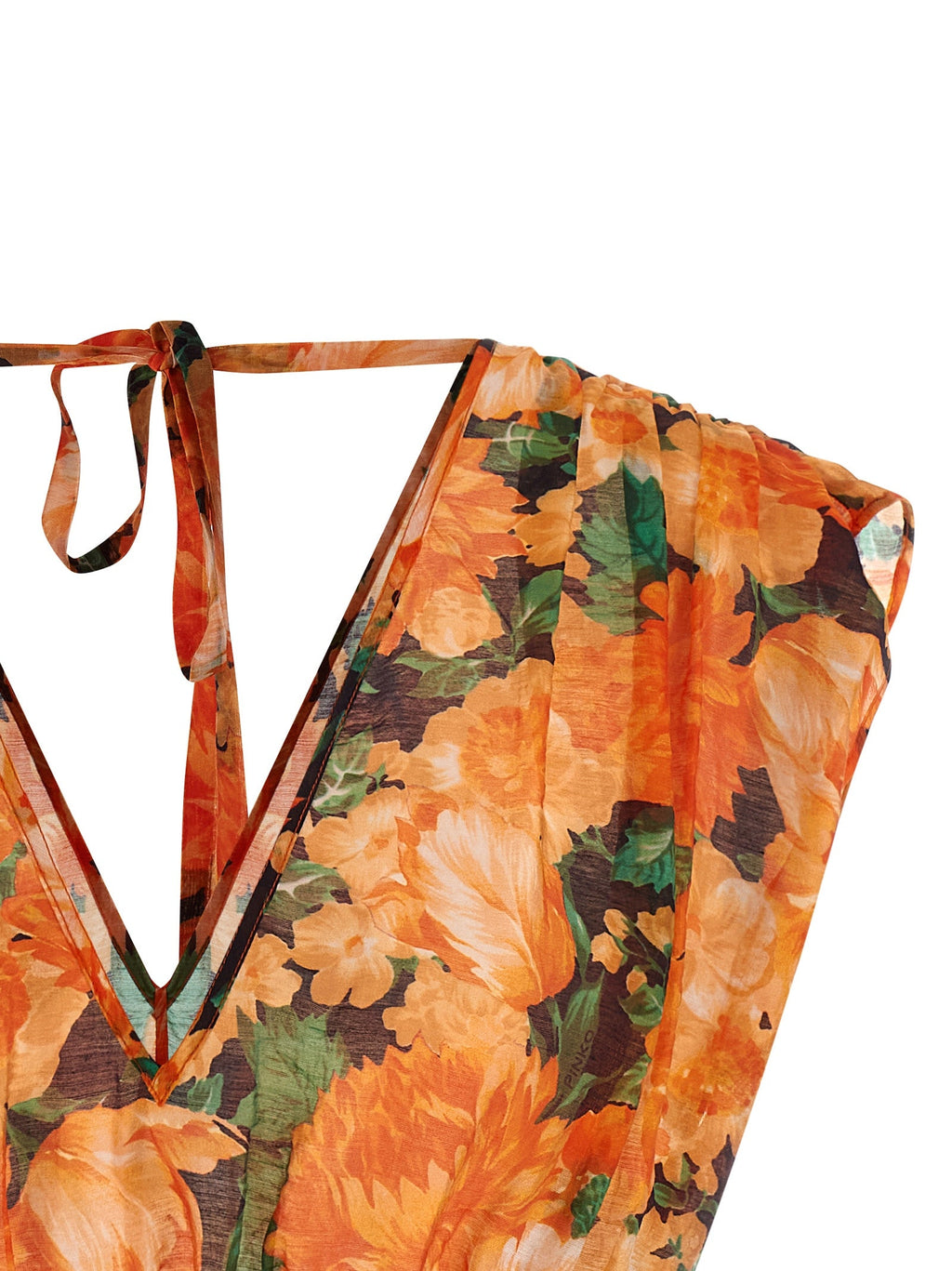 PINKO Orange Lyocell Pattern Shirt