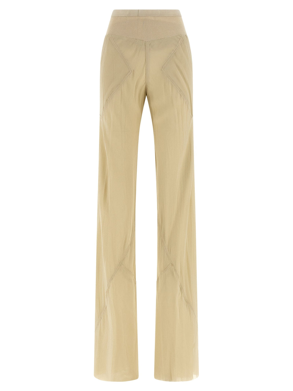 Rick Owens Beige Silk Flared Pants