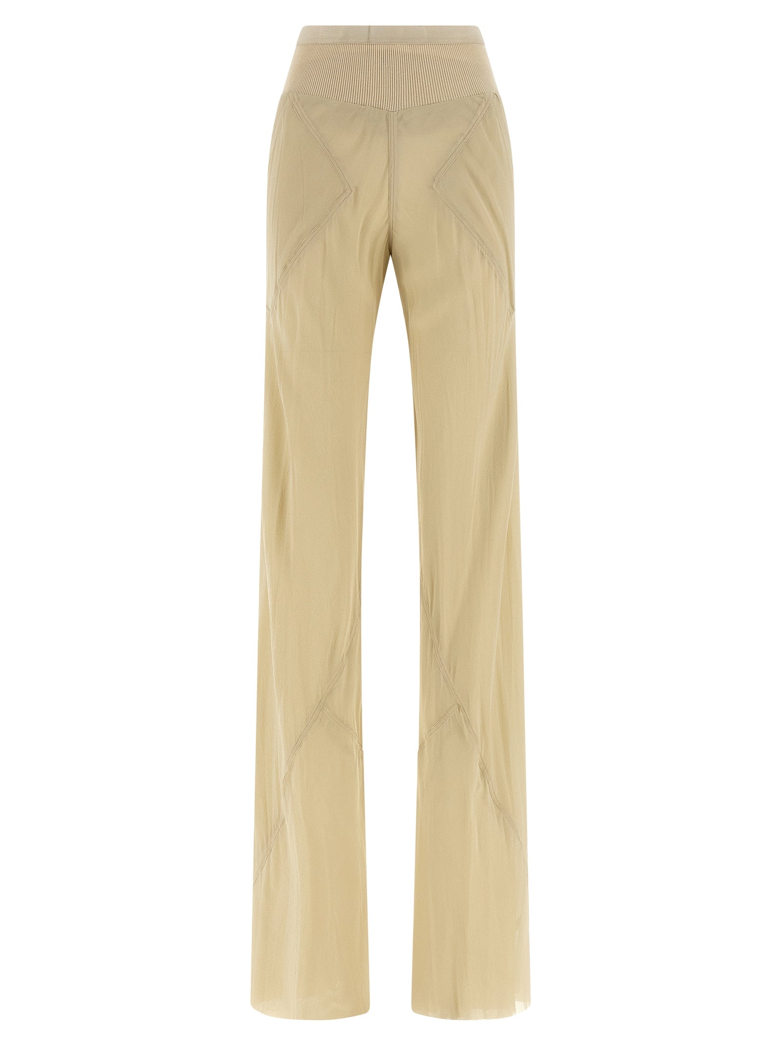 Rick Owens Beige Silk Flared Pants