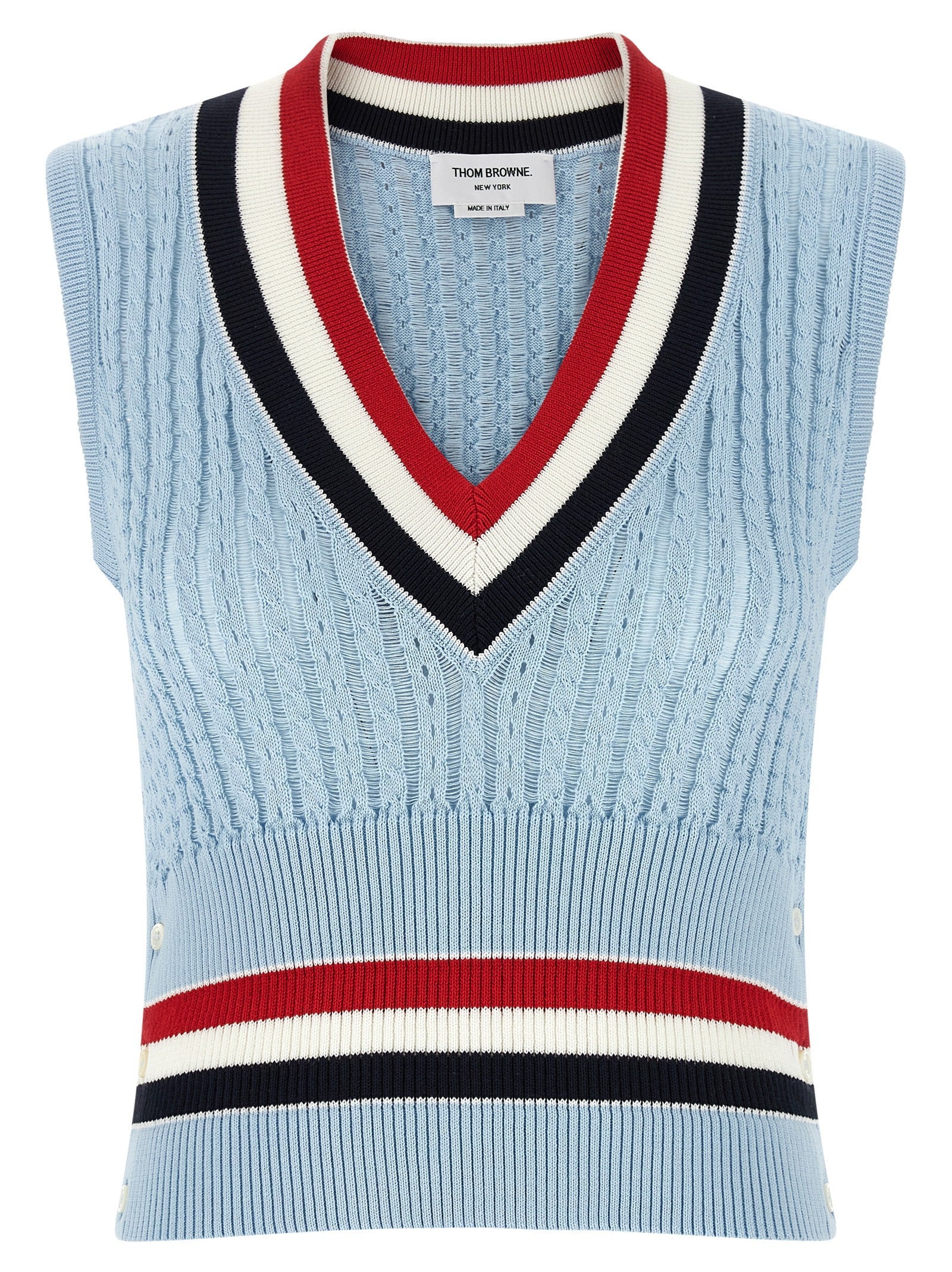 Thom Browne Blue Cotton Sleeveless Jacket