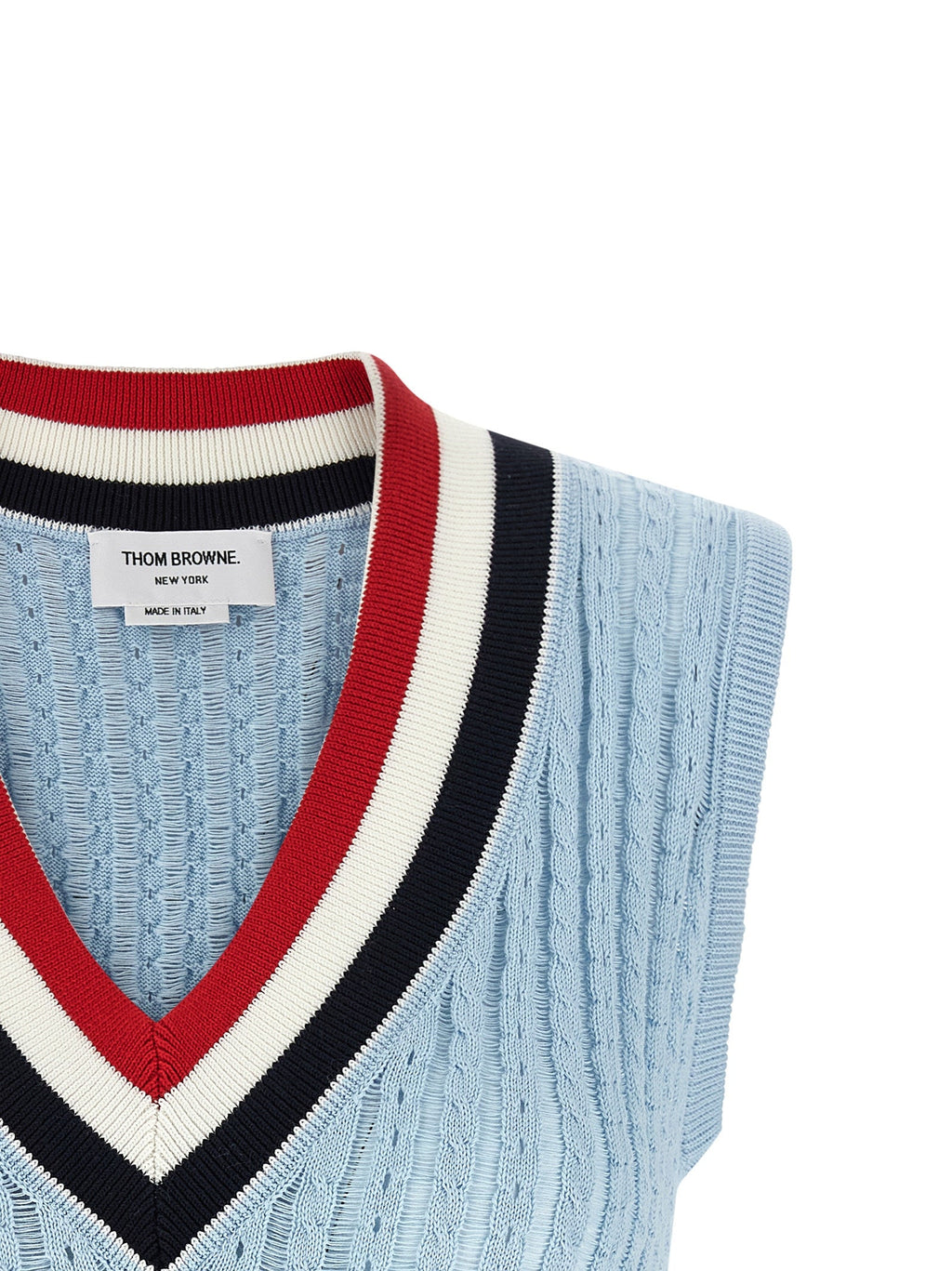 Thom Browne Blue Cotton Sleeveless Jacket