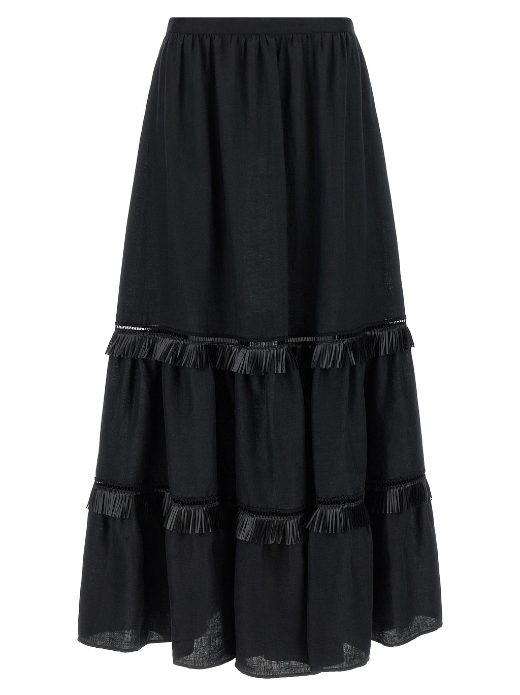 Kiton Black Linen Mini Skirt