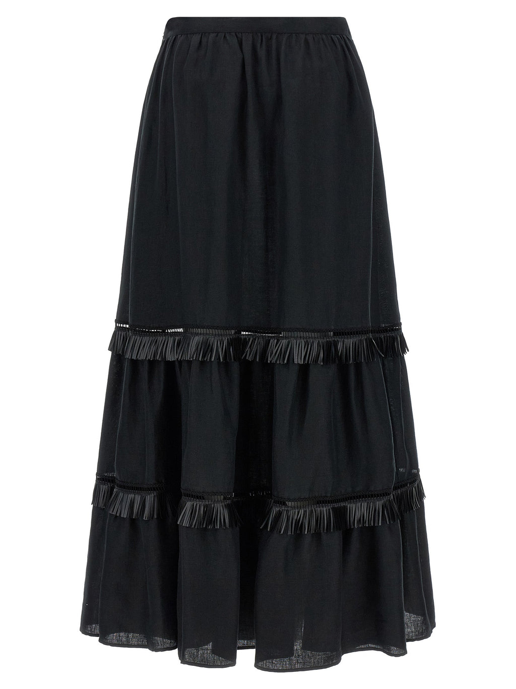 Kiton Black Linen Mini Skirt
