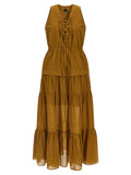 PINKO Brown Cotton Long Dress
